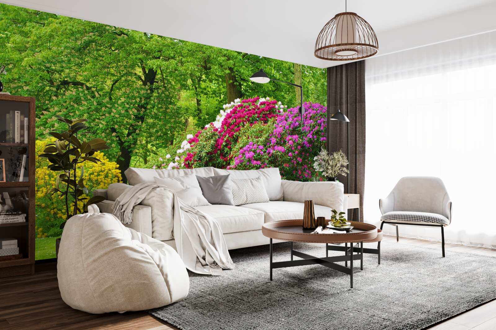 Фотошпалери чагарники різних кольорів серед зелені