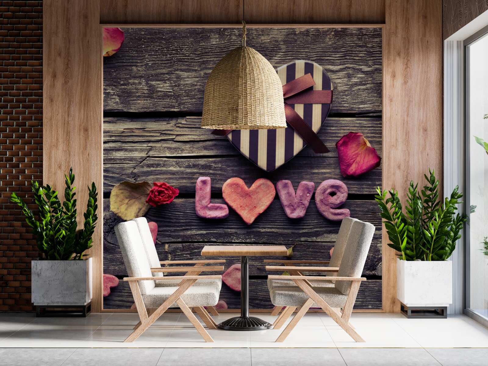 Фотошпалери коробка у формі серця з написом "love"