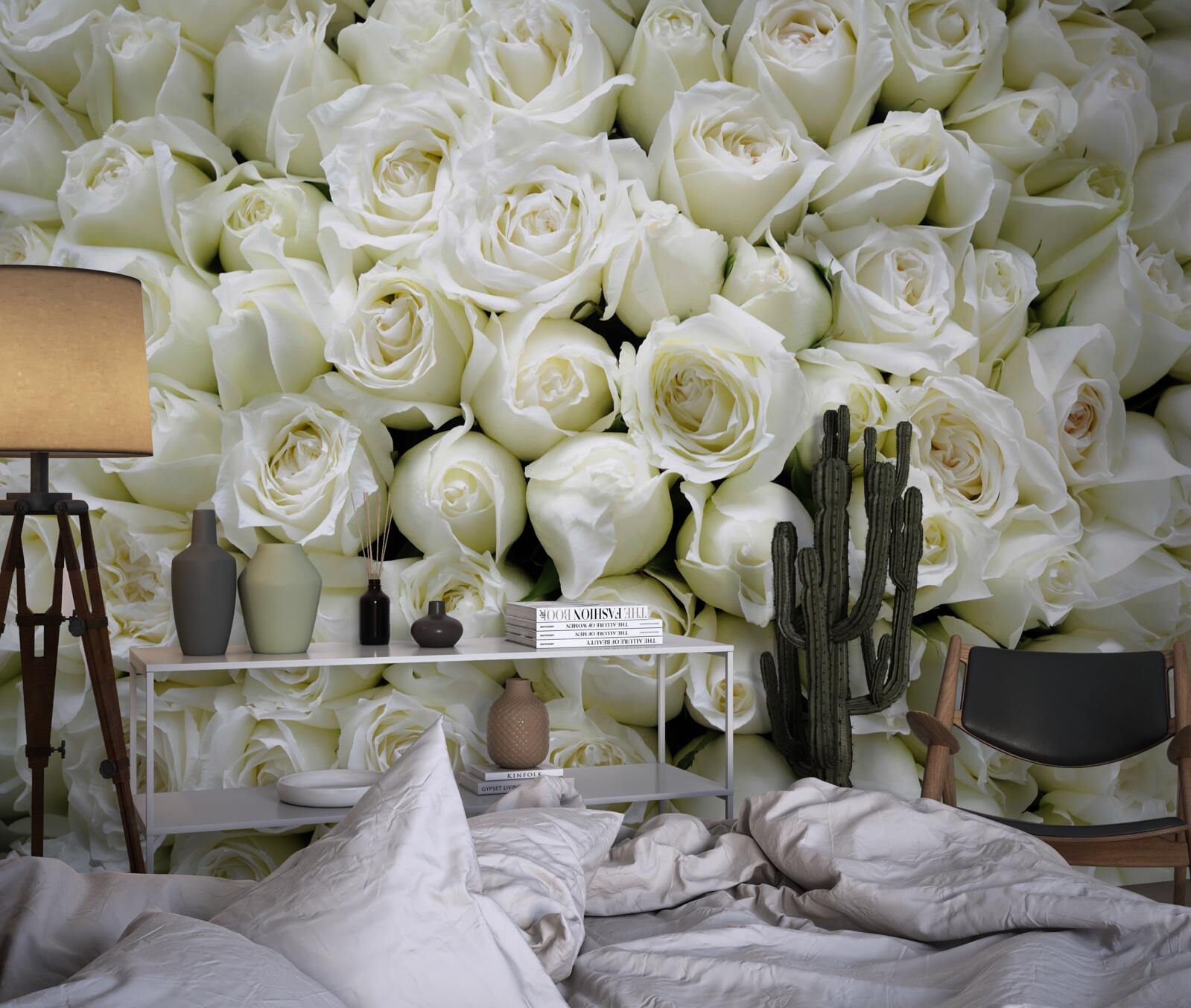 Фотошпалери букет з безлічі білосніжних троянд