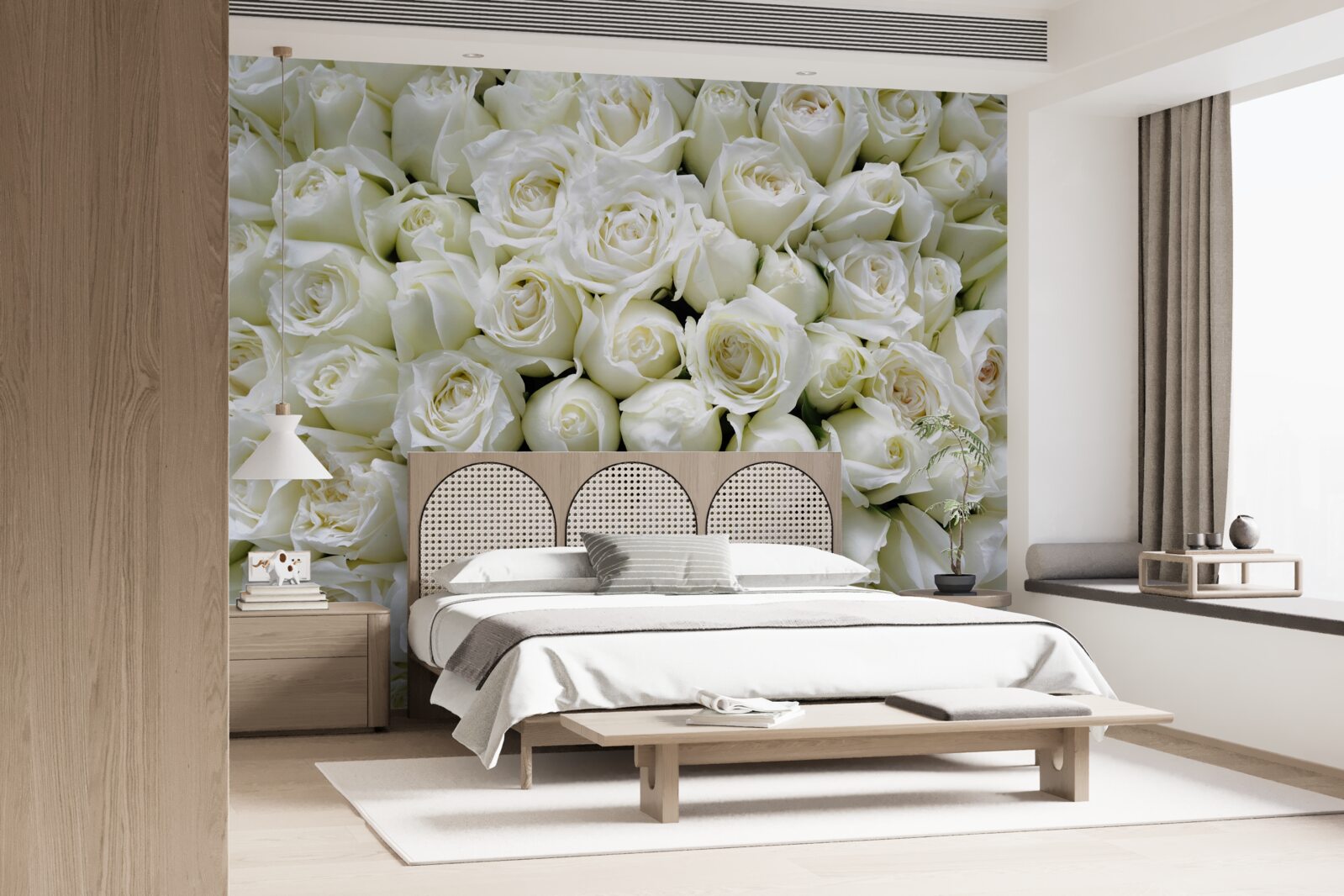 Фотошпалери букет з безлічі білосніжних троянд