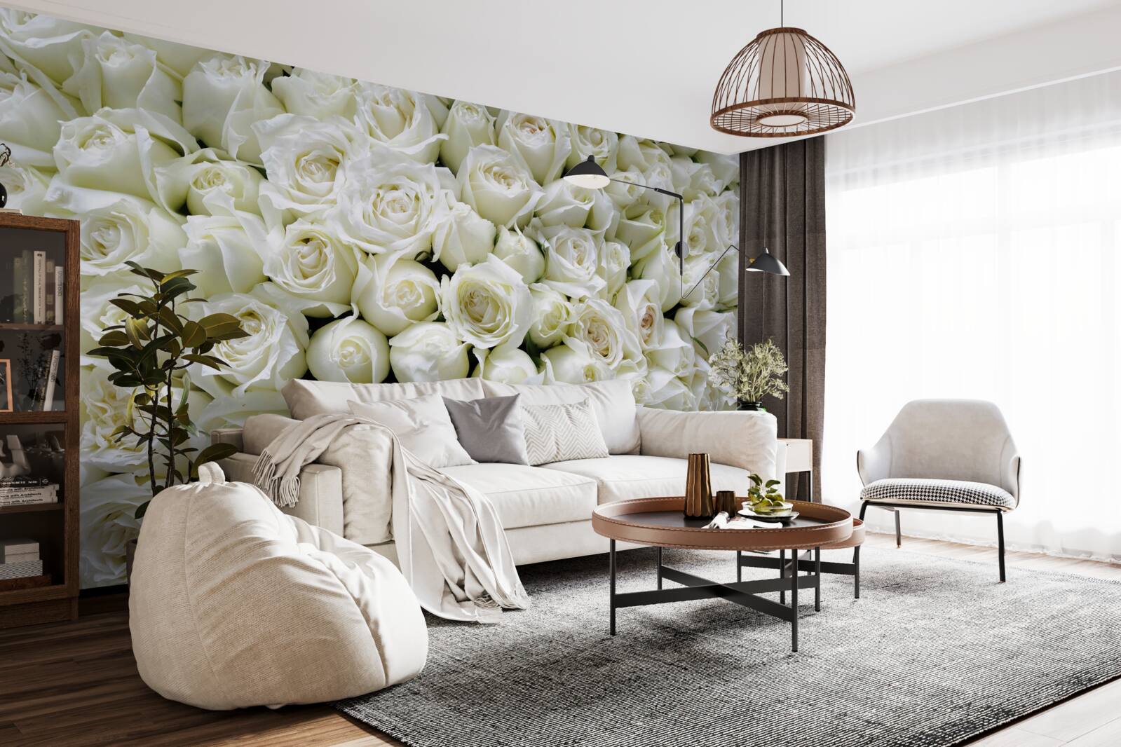 Фотошпалери букет з безлічі білосніжних троянд