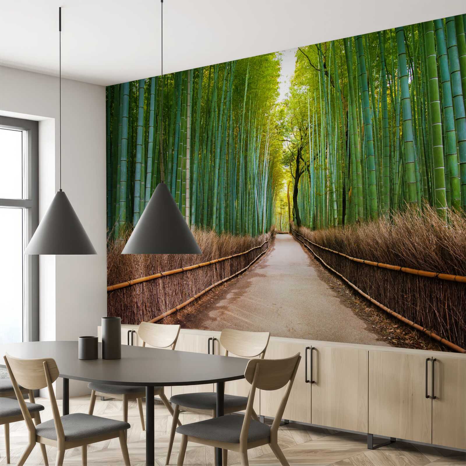 Фотошпалери витончений бамбуковий гай зі стежкою