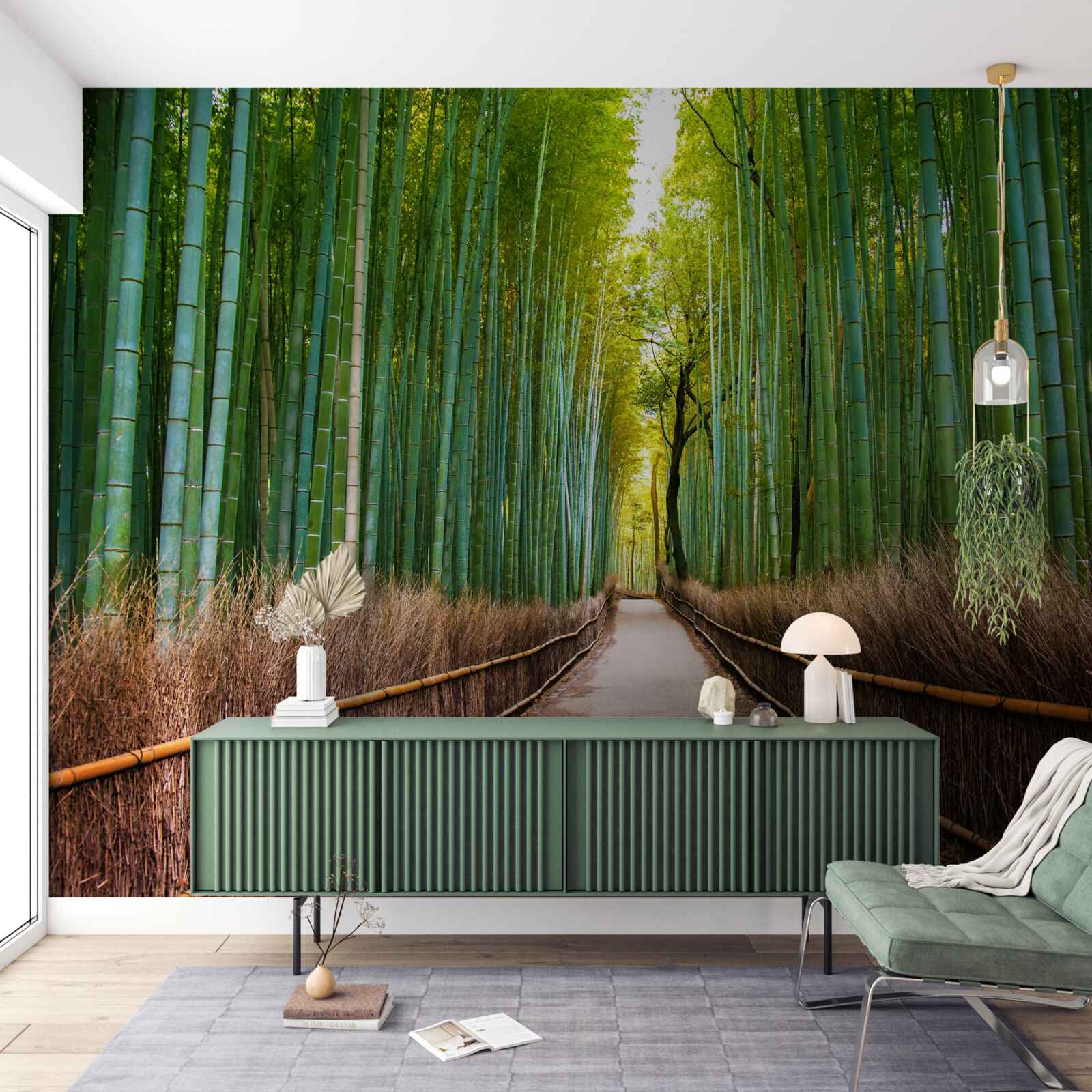 Фотошпалери витончений бамбуковий гай зі стежкою