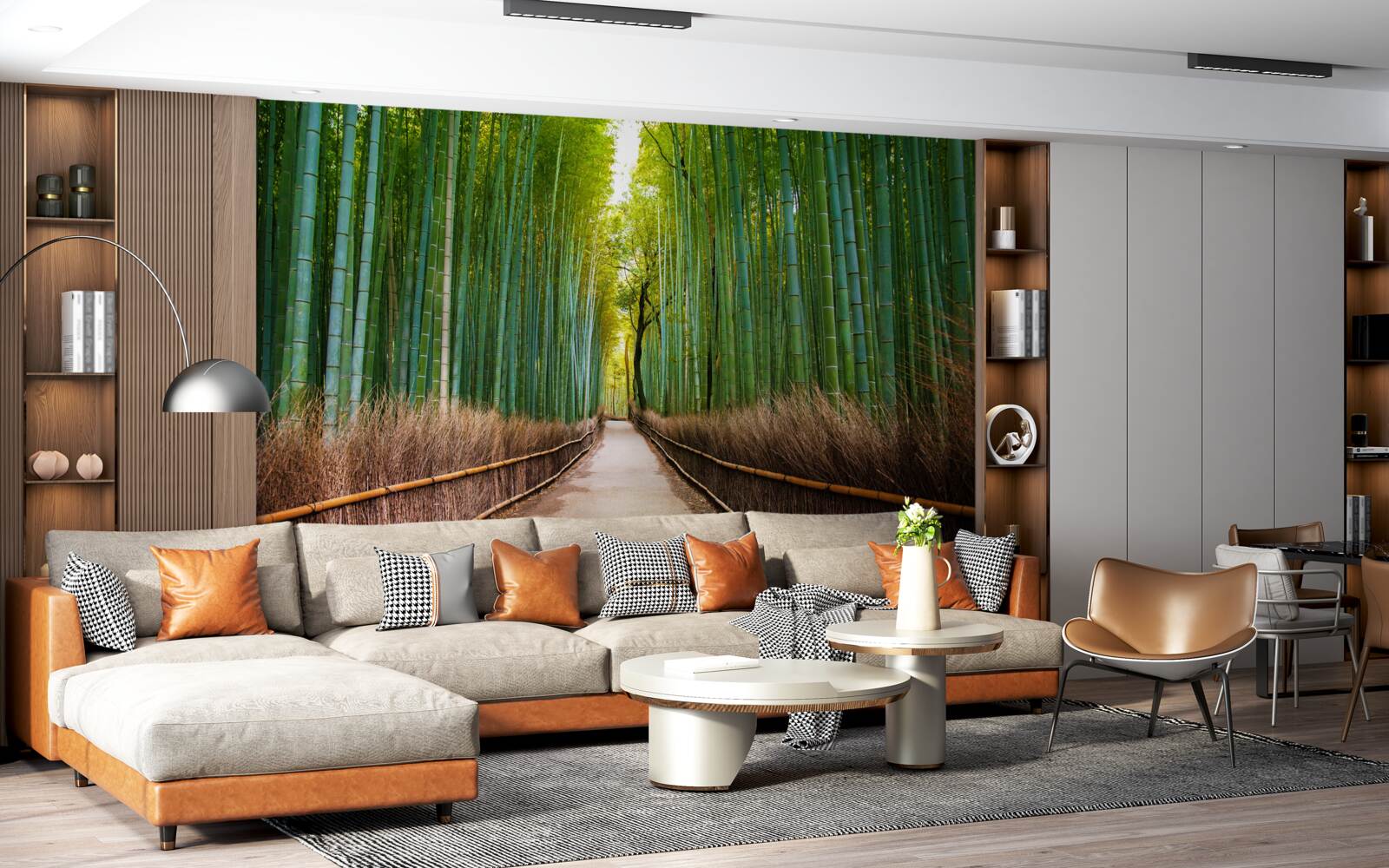 Фотошпалери витончений бамбуковий гай зі стежкою