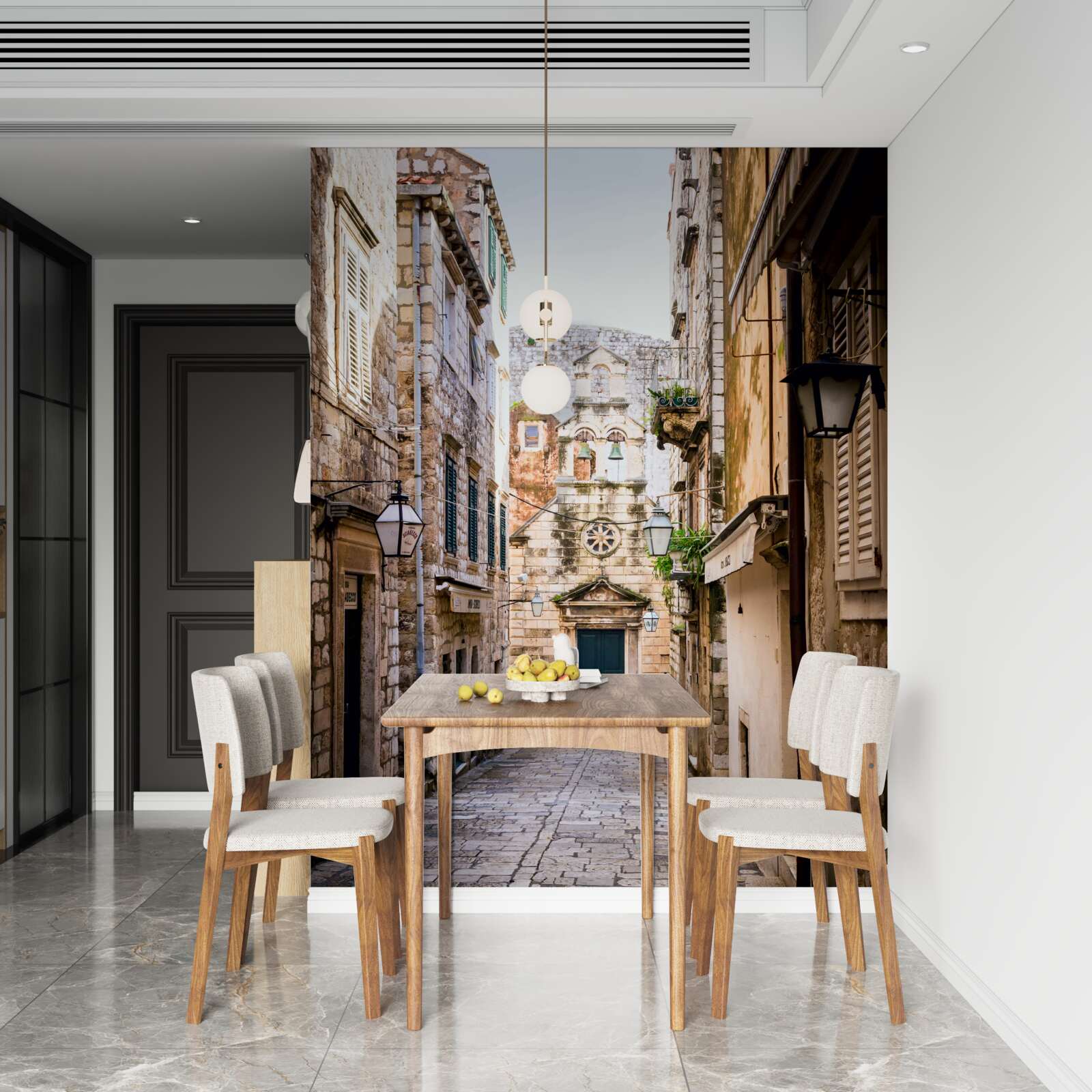 Фотошпалери стара вулиця, вимощена каменем