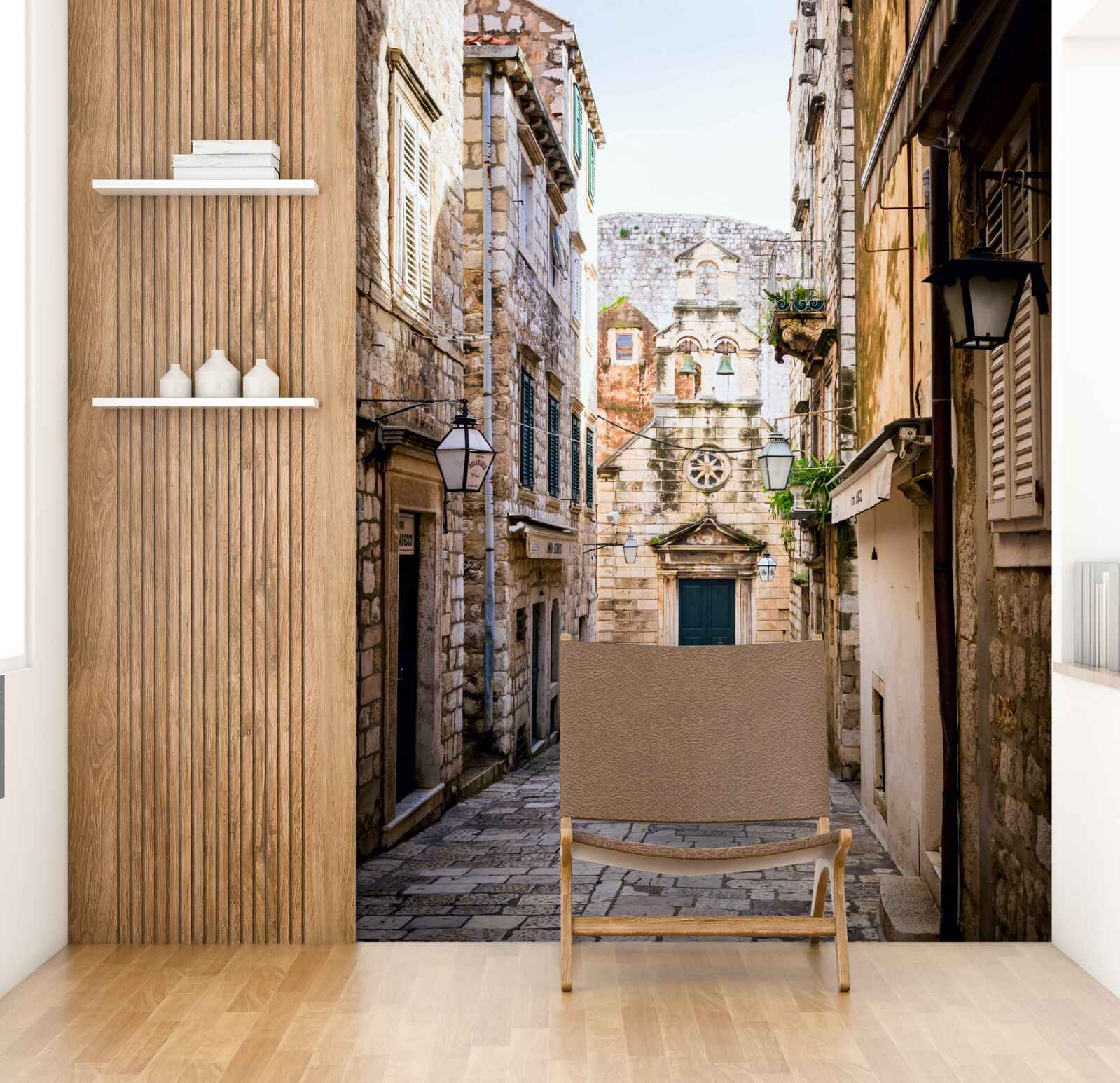 Фотошпалери стара вулиця, вимощена каменем