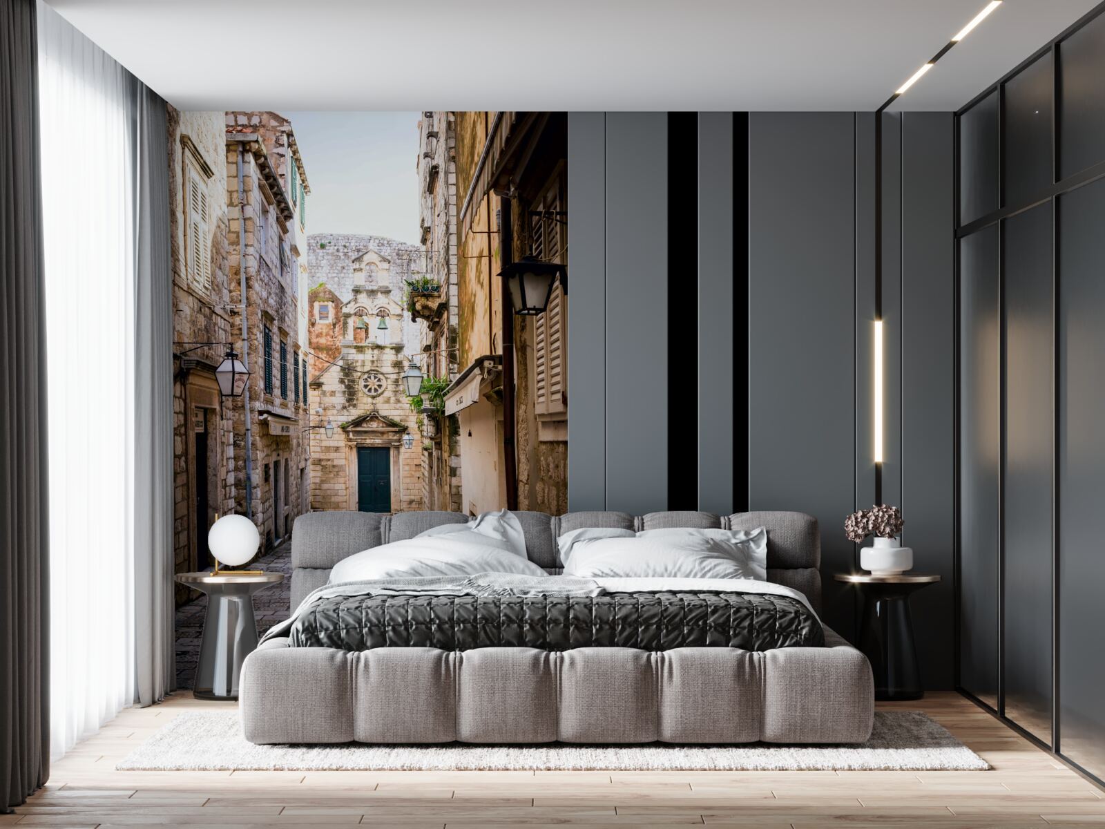 Фотошпалери стара вулиця, вимощена каменем