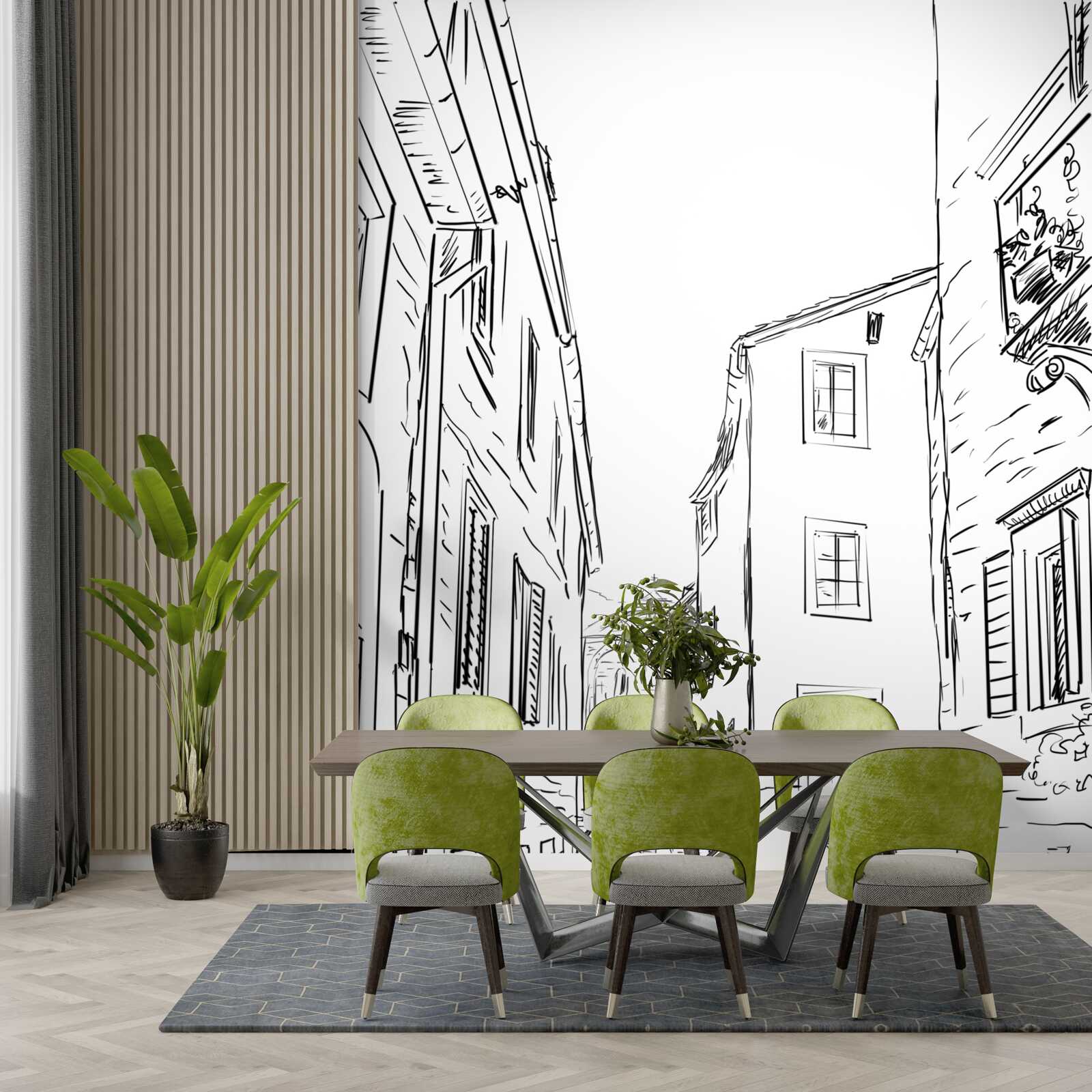 Фотошпалери олівцевий малюнок стародавнього міста