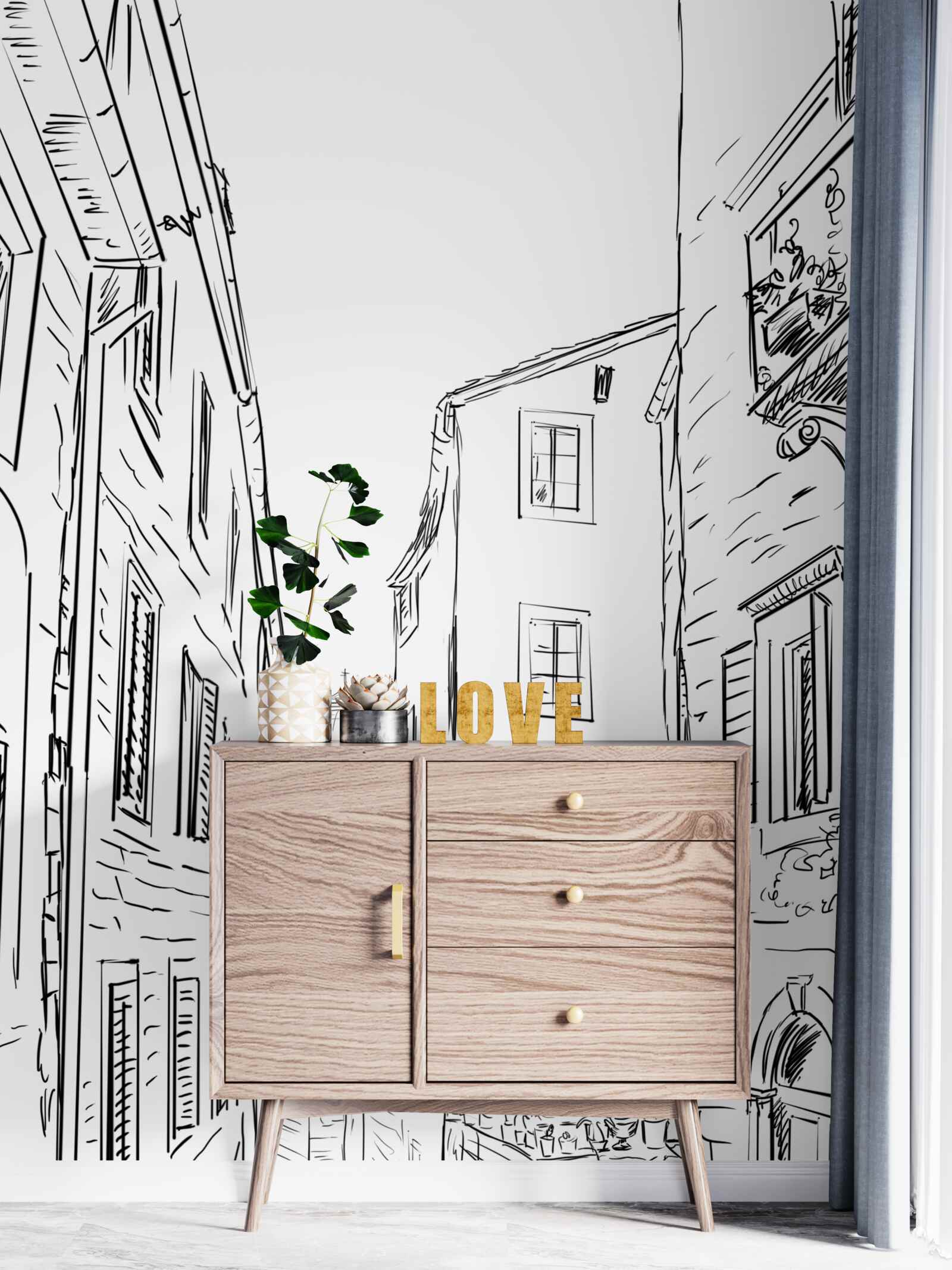 Фотошпалери олівцевий малюнок стародавнього міста