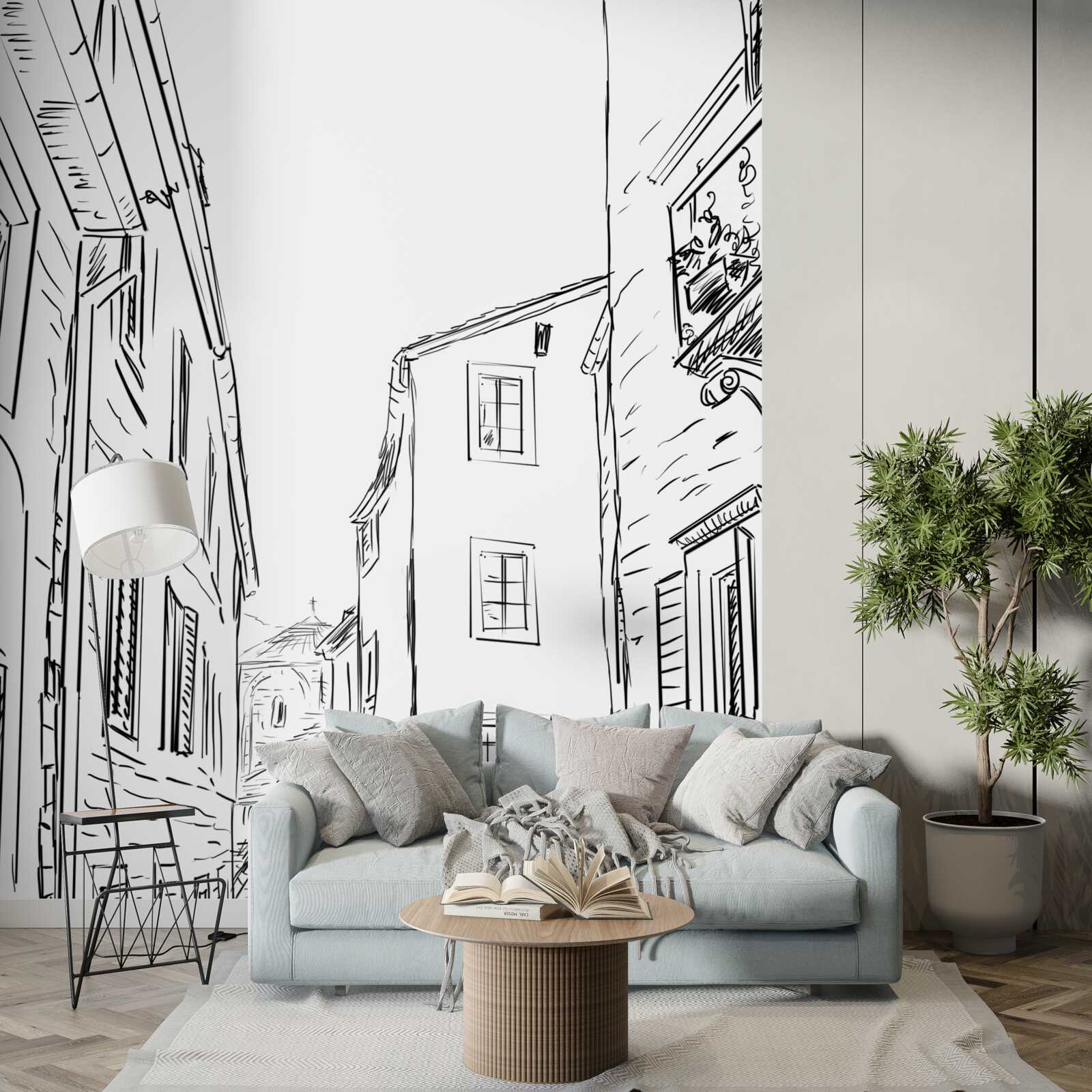 Фотошпалери олівцевий малюнок стародавнього міста