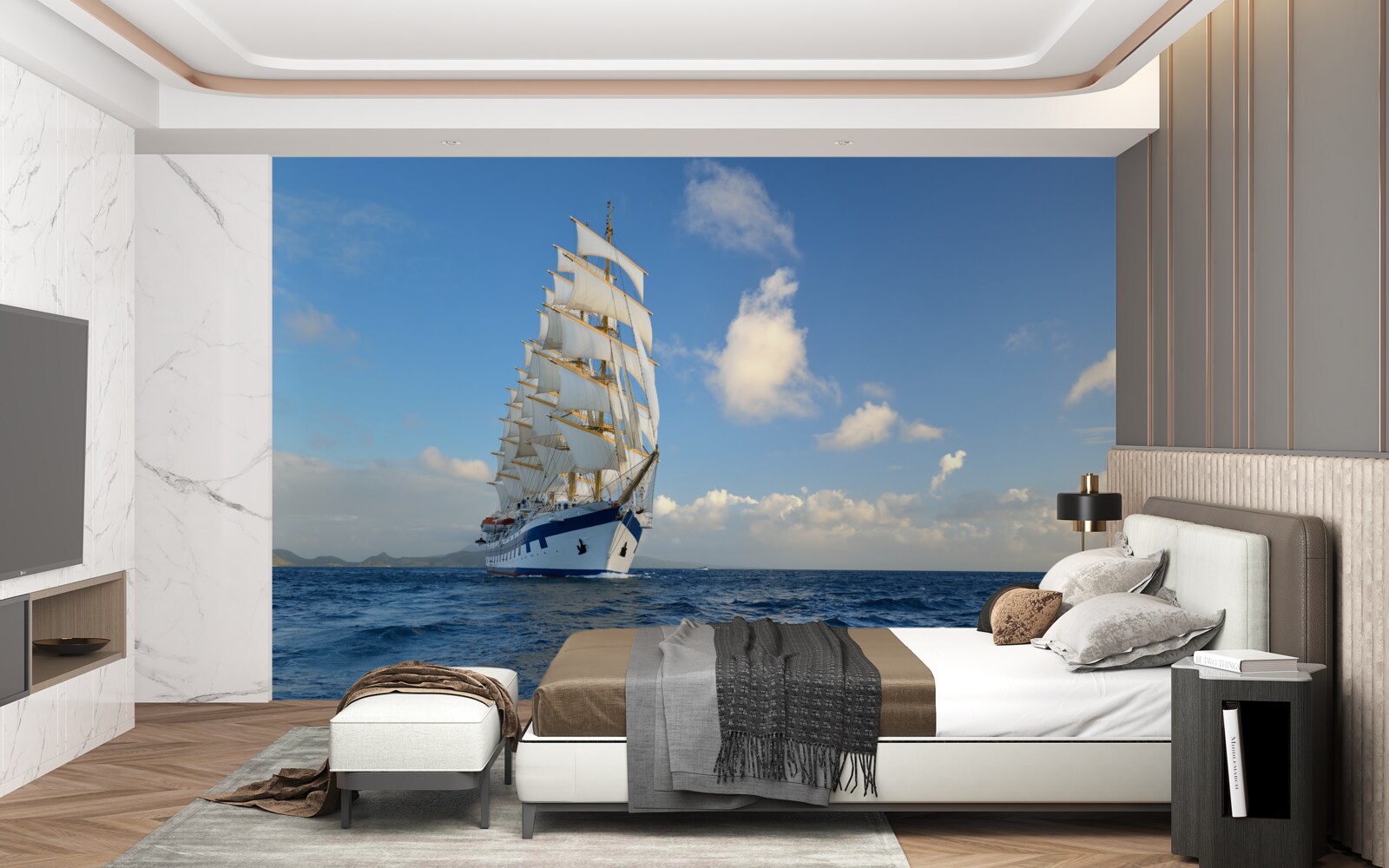 Фотошпалери корабель під вітрилами в бурхливому морі