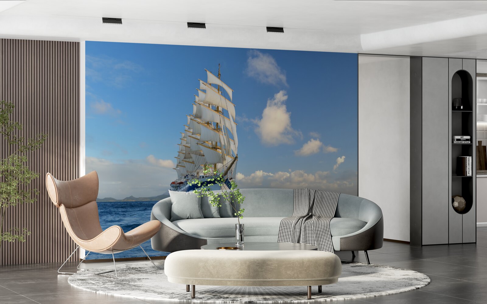 Фотошпалери корабель під вітрилами в бурхливому морі