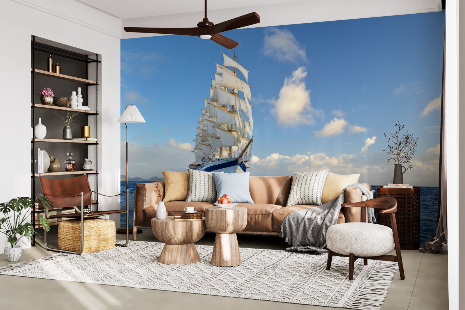 Фотошпалери корабель під вітрилами в бурхливому морі