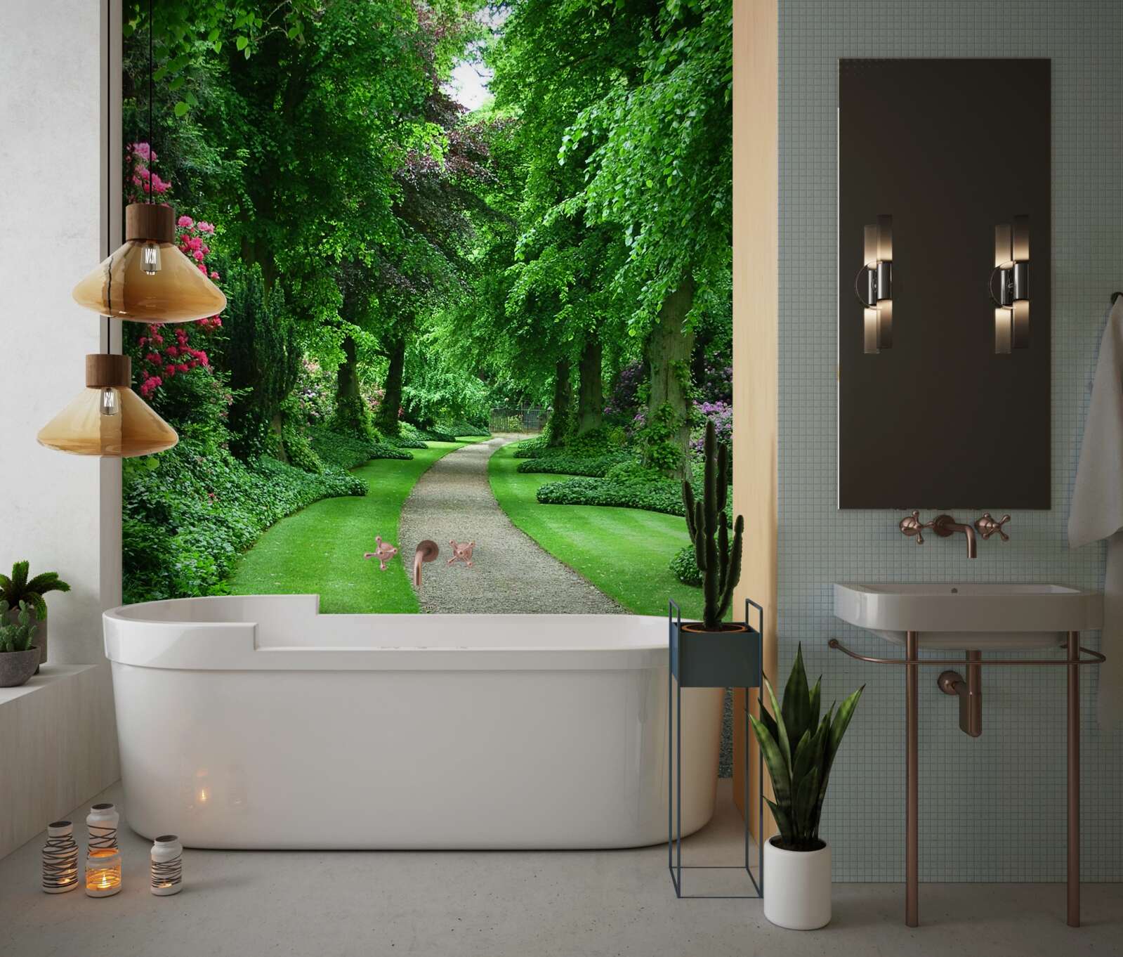 Фотошпалери стежка серед смарагдових дерев