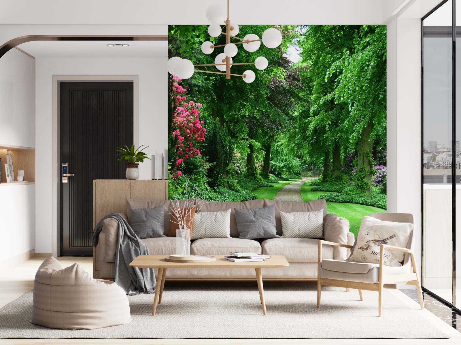 Фотошпалери стежка серед смарагдових дерев