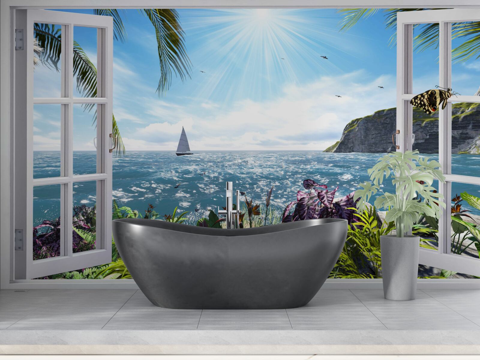 Фотошпалери чудовий вид на океан з вікна