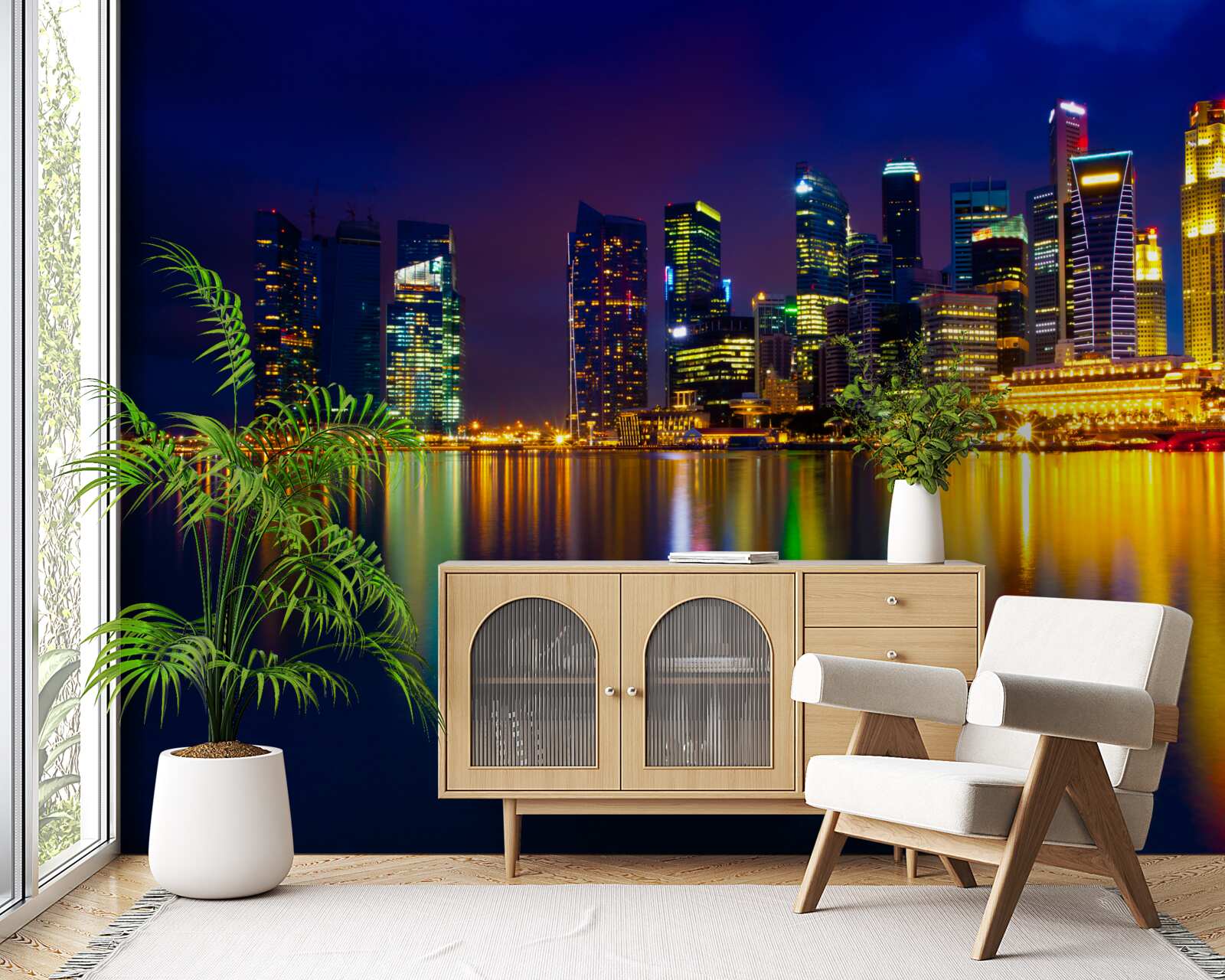 Фотошпалери відображення міських ландшафтів у воді