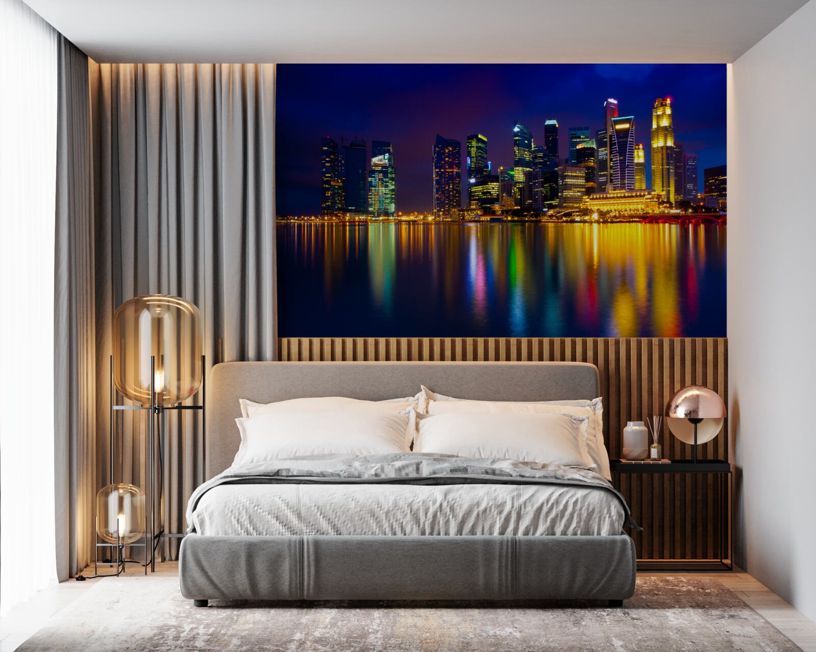 Фотошпалери відображення міських ландшафтів у воді