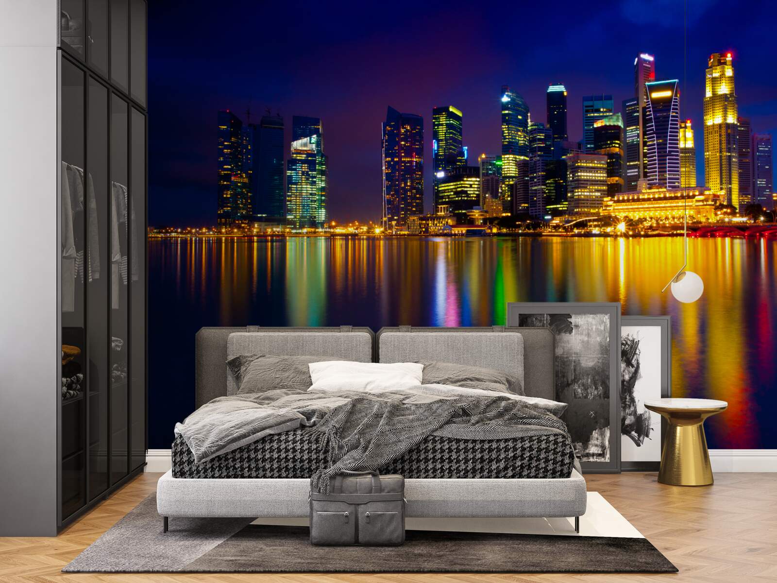 Фотошпалери відображення міських ландшафтів у воді