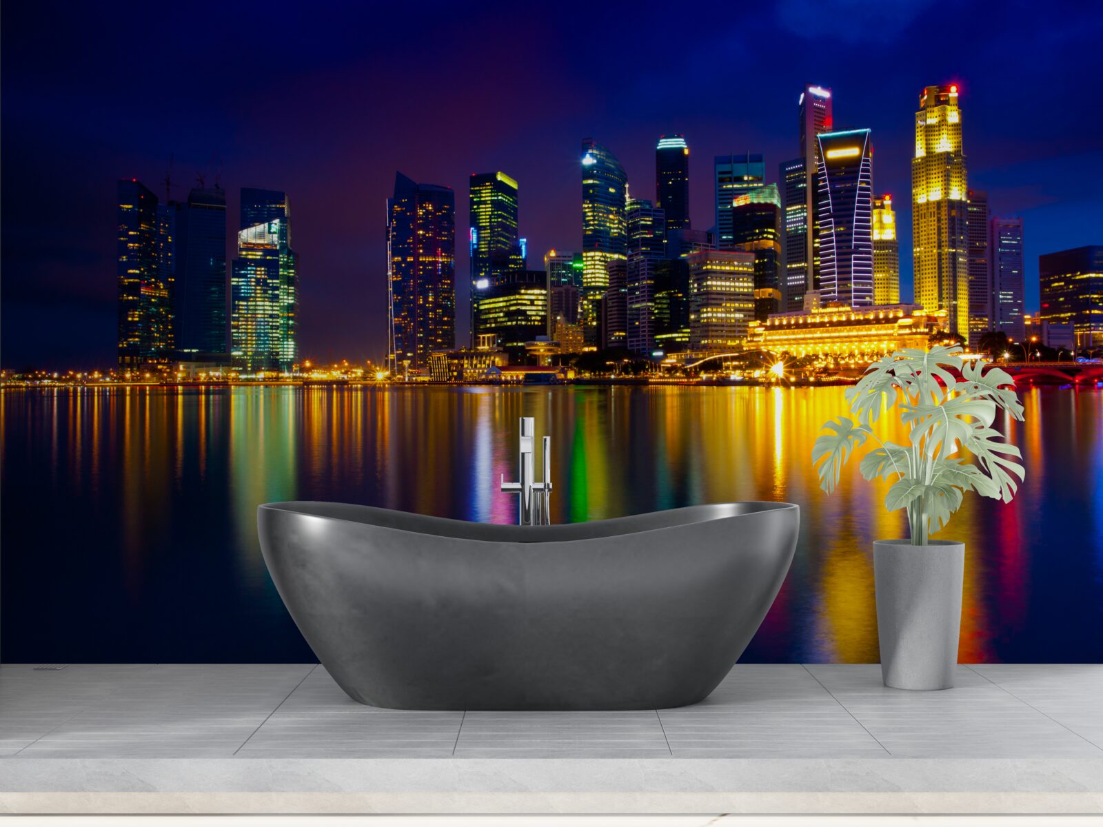 Фотошпалери відображення міських ландшафтів у воді