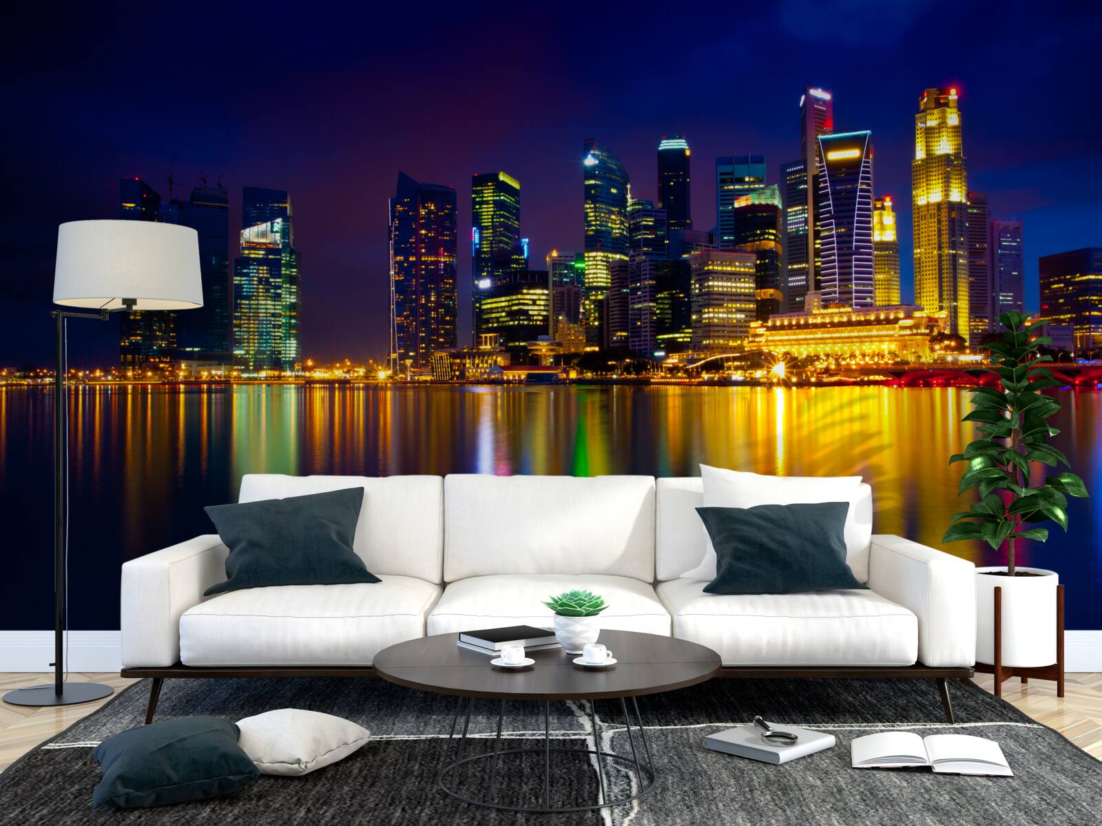 Фотошпалери відображення міських ландшафтів у воді