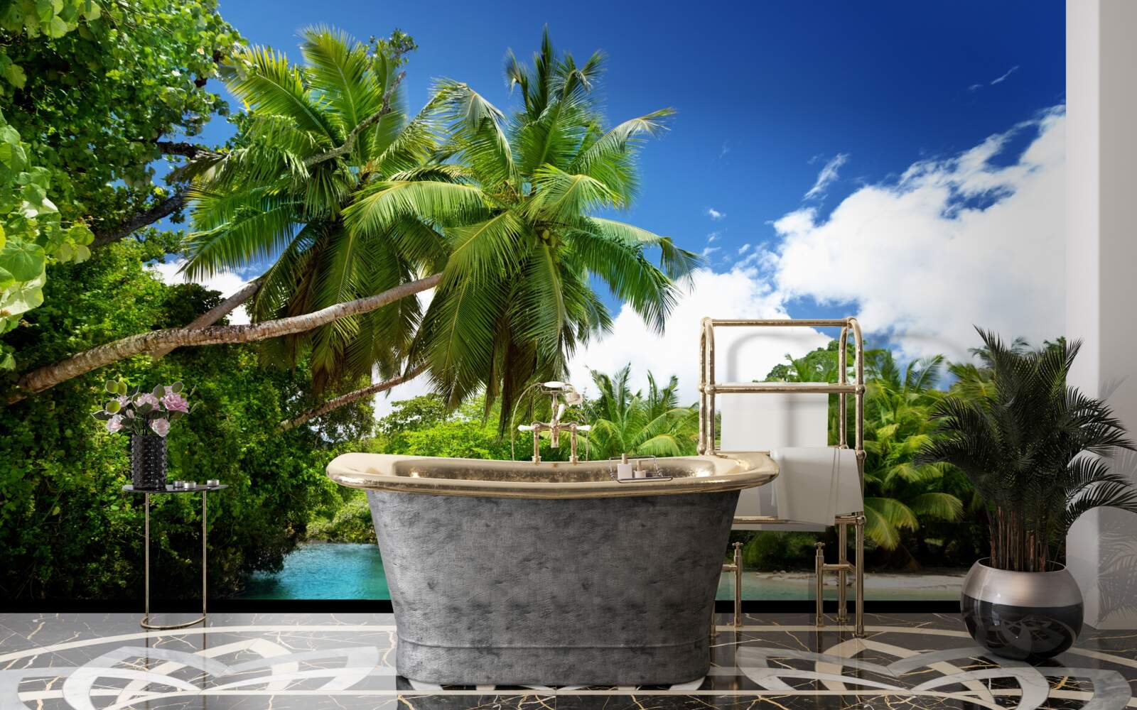 Фотошпалери тропічні пальми та бірюзова вода