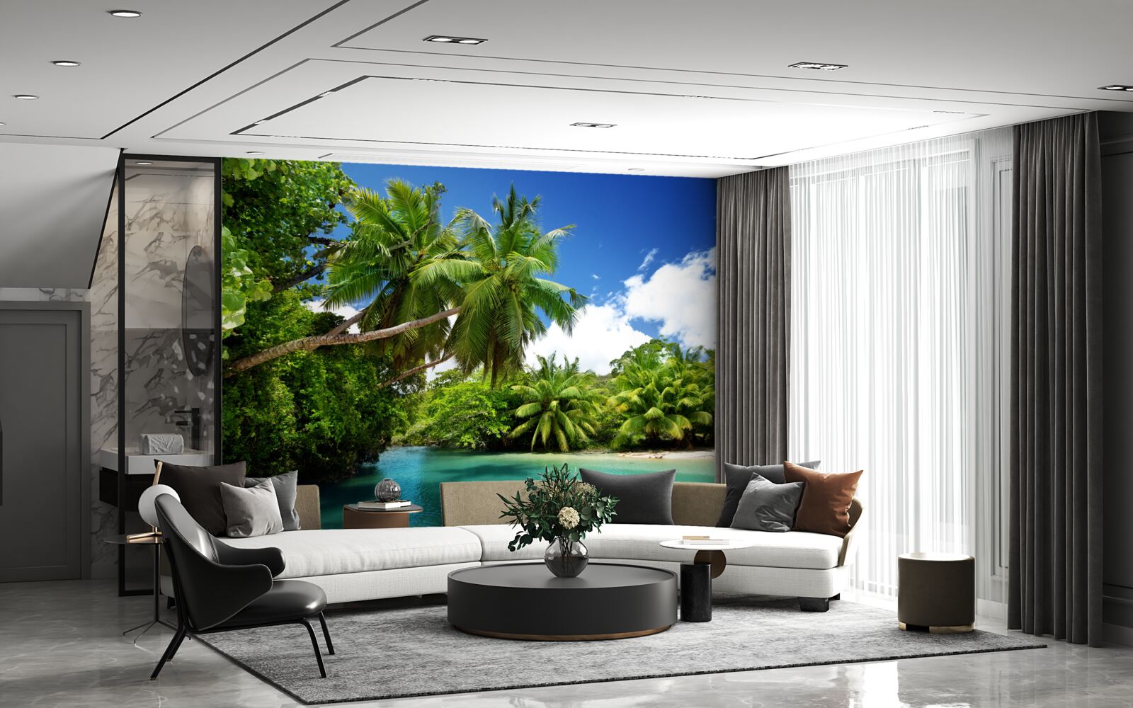 Фотошпалери тропічні пальми та бірюзова вода