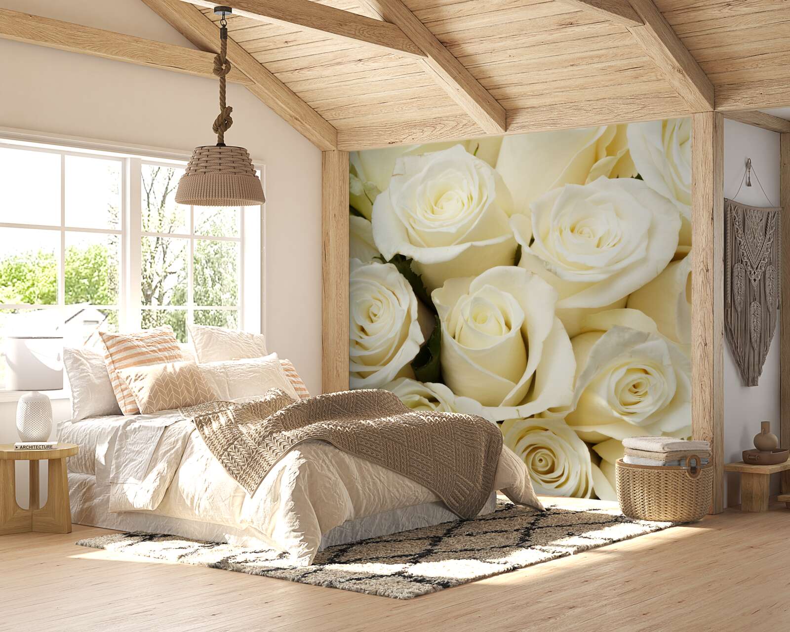 Фотошпалери ніжні та вишукані білосніжні бутони троянд