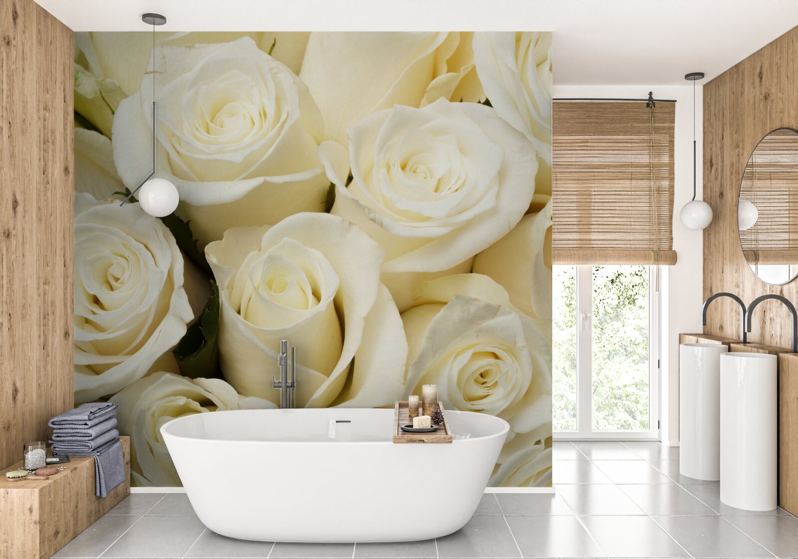 Фотошпалери ніжні та вишукані білосніжні бутони троянд