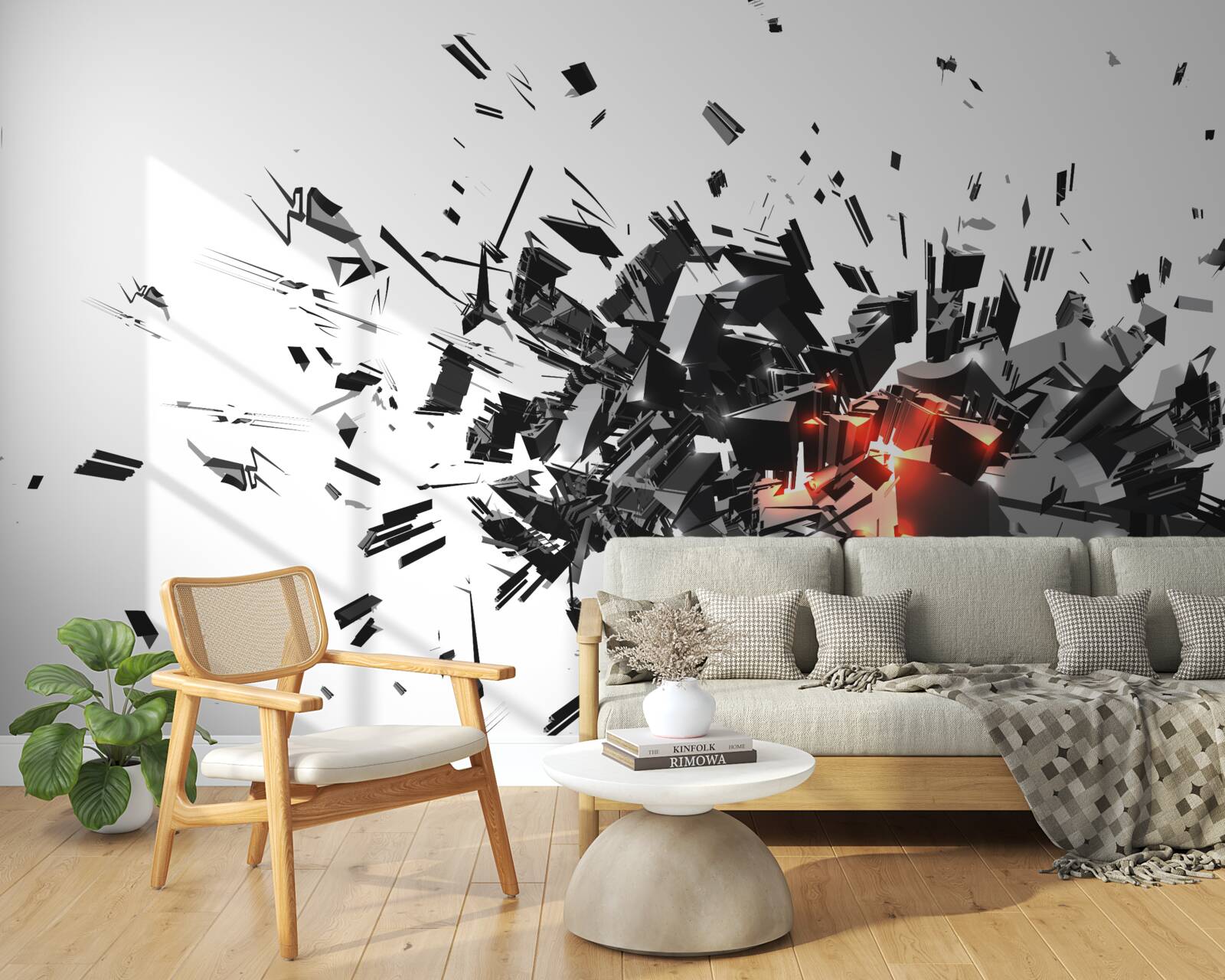 Фотошпалери вибух чорної фарби в абстрактній формі