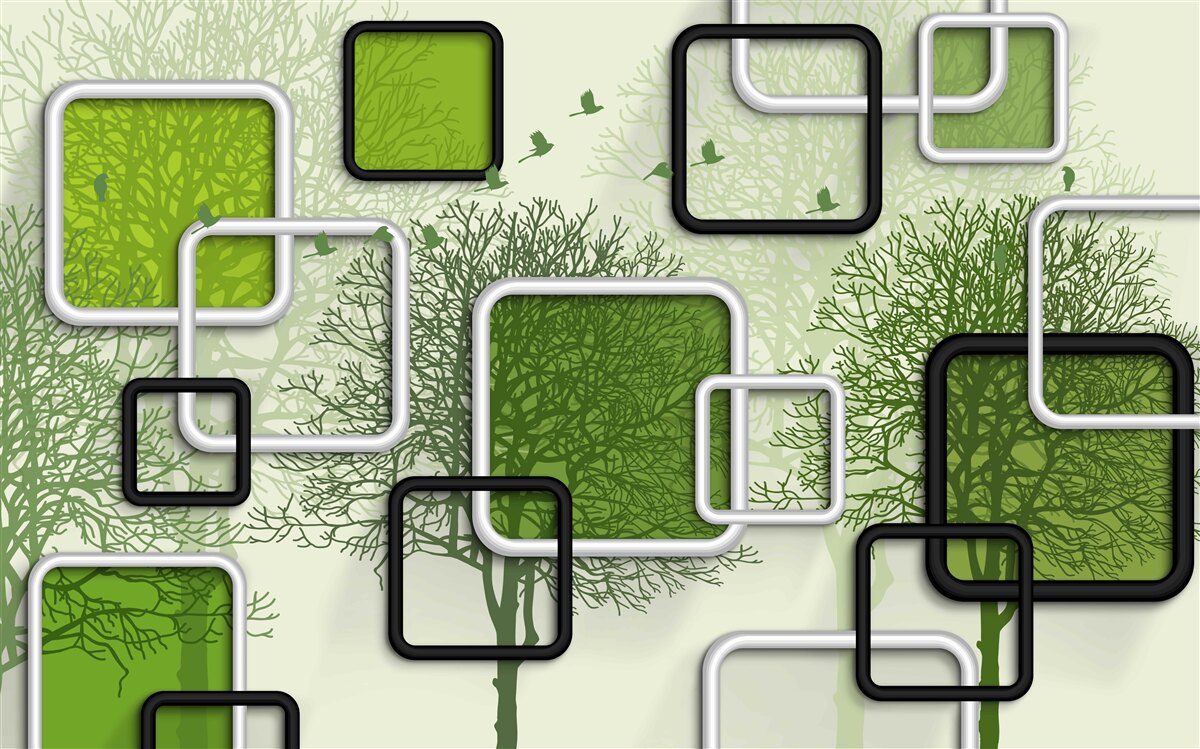 Фотошпалери зелений фон з абстрактними прямокутниками