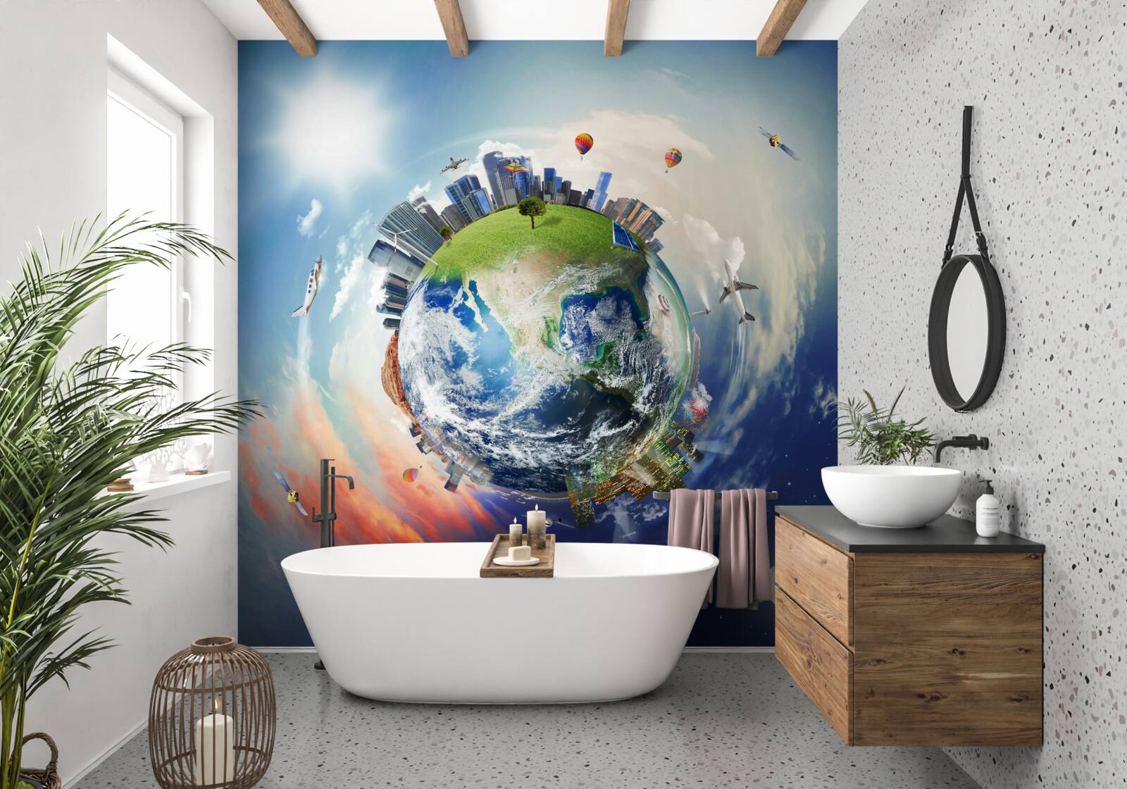 Фотошпалери території та поселення в абстрактній формі