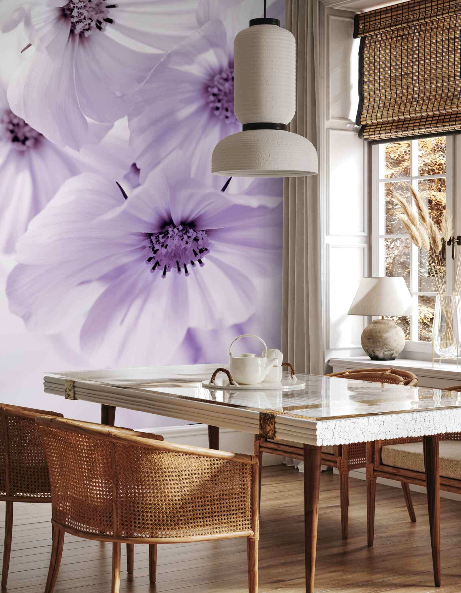 Фотошпалери крупним планом показані бузкові квіти з ніжними пелюстками