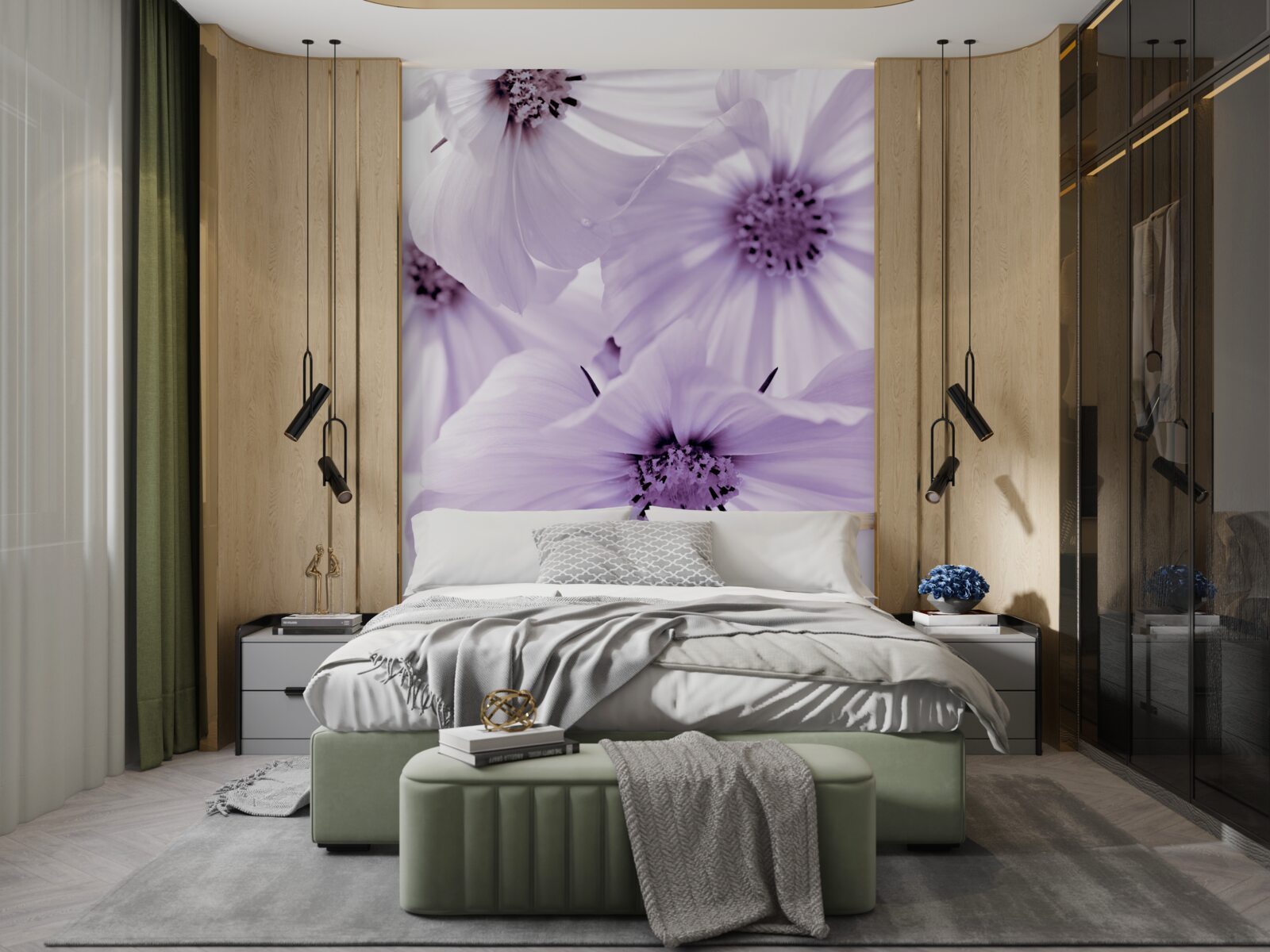 Фотошпалери крупним планом показані бузкові квіти з ніжними пелюстками