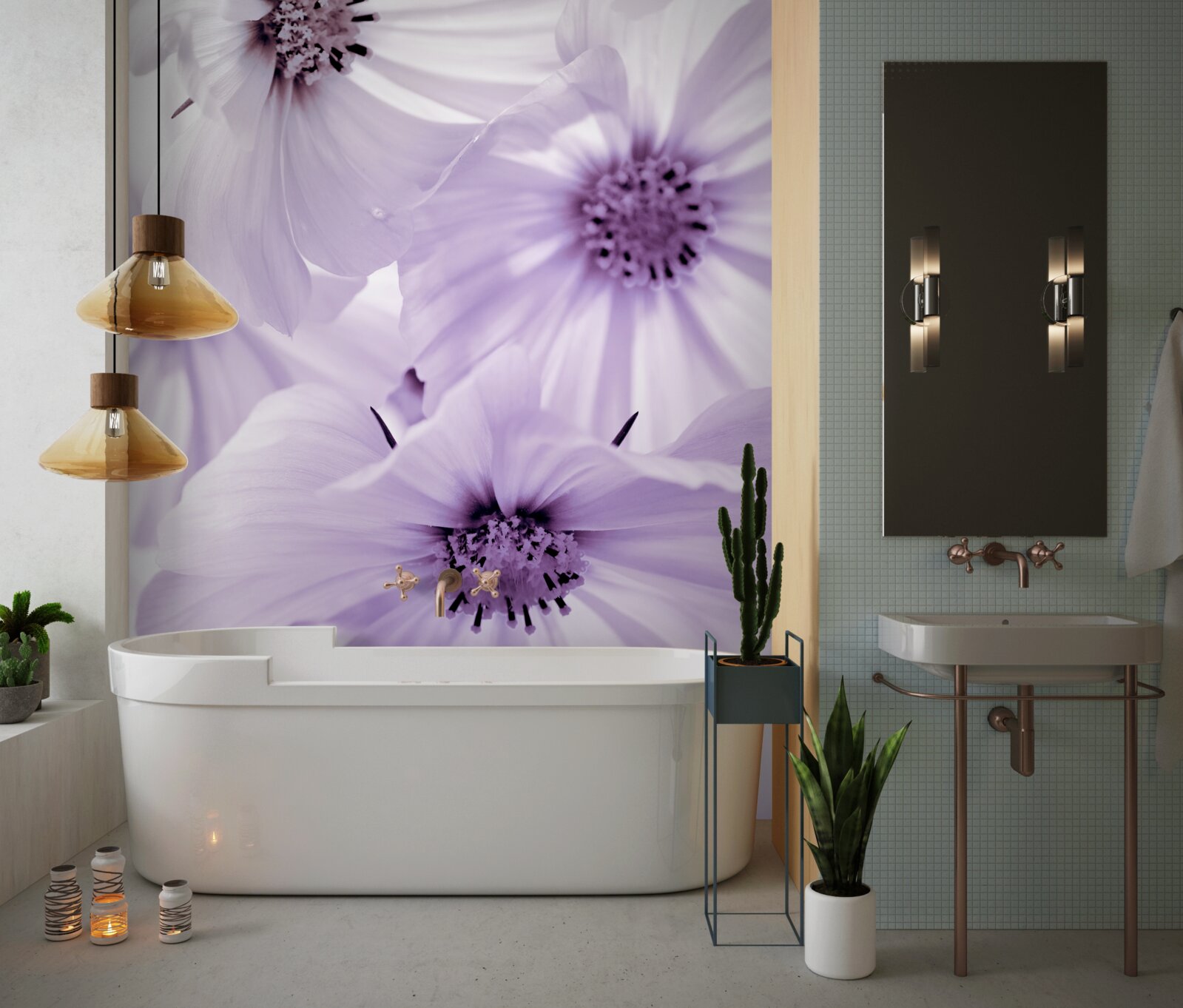 Фотошпалери крупним планом показані бузкові квіти з ніжними пелюстками