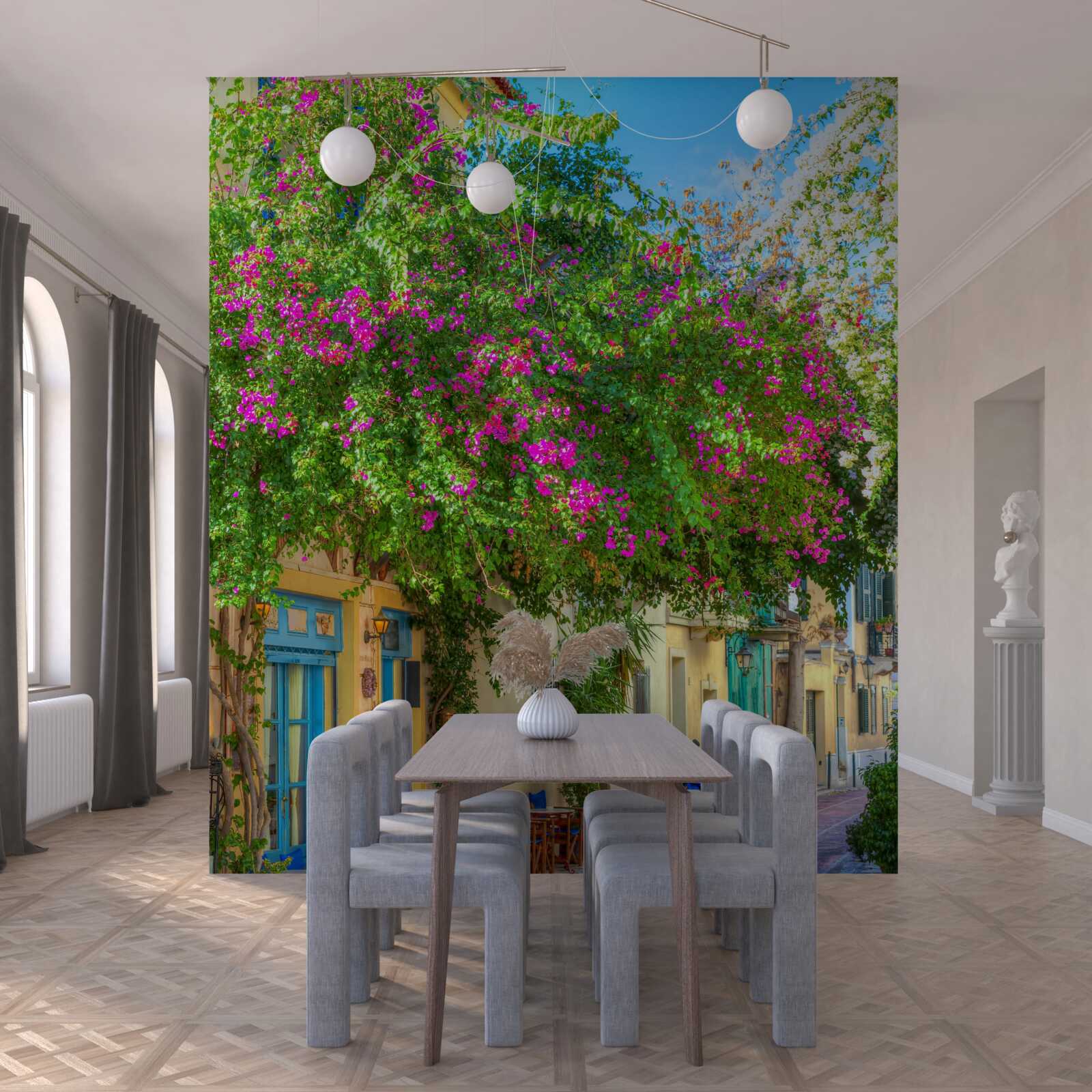 Фотошпалери густа зелень над будинками