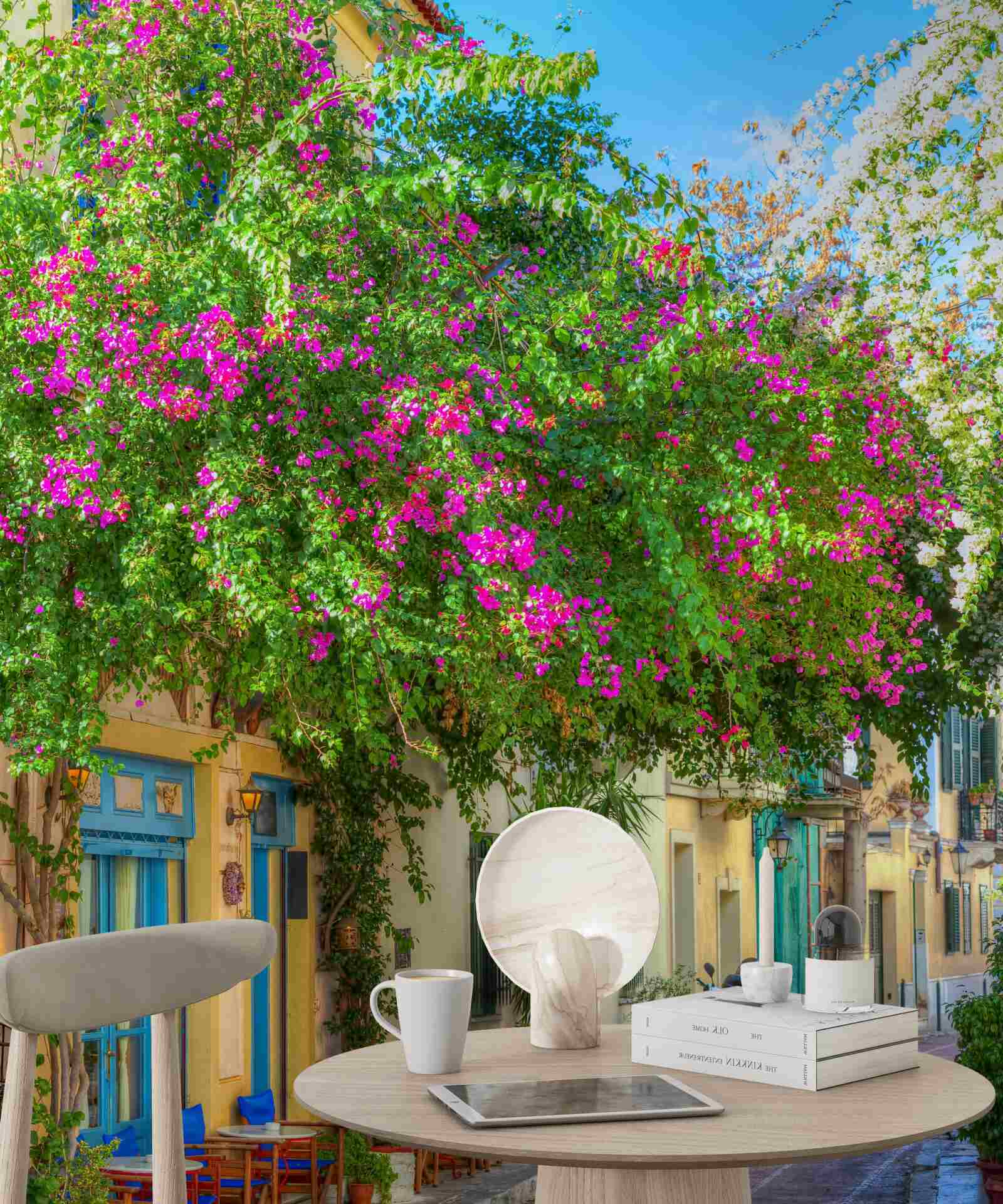 Фотошпалери густа зелень над будинками