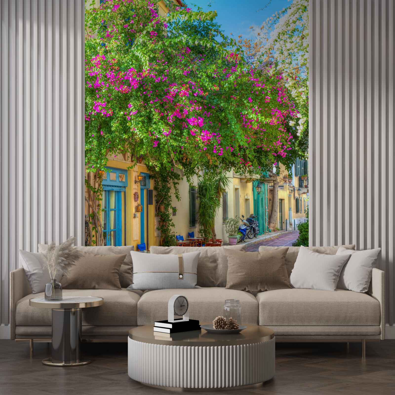 Фотошпалери густа зелень над будинками