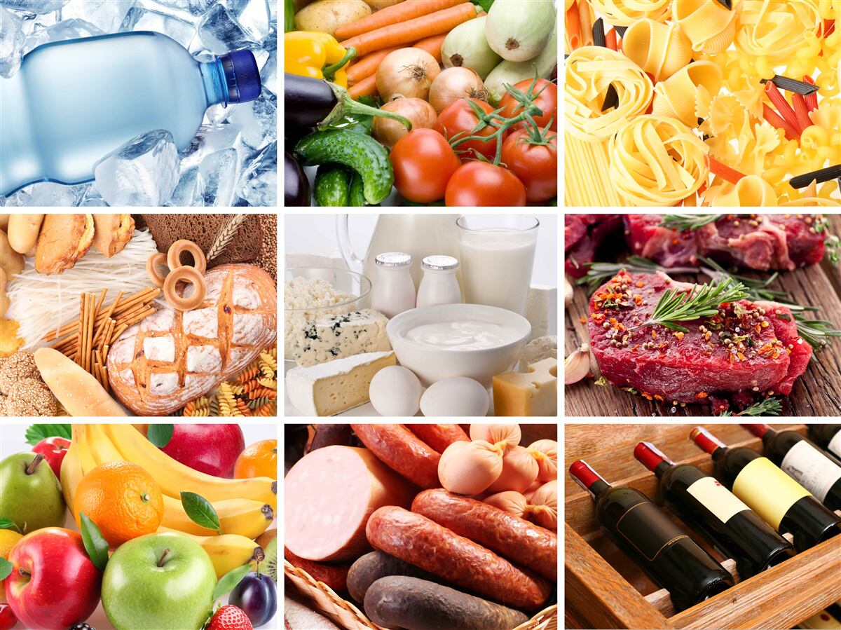 Фотошпалери асортимент різноманітних продуктів харчування