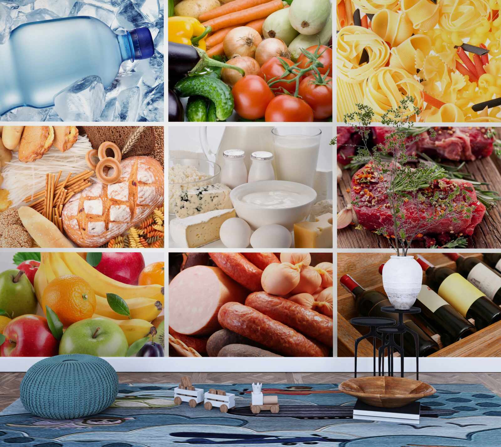 Фотошпалери асортимент різноманітних продуктів харчування
