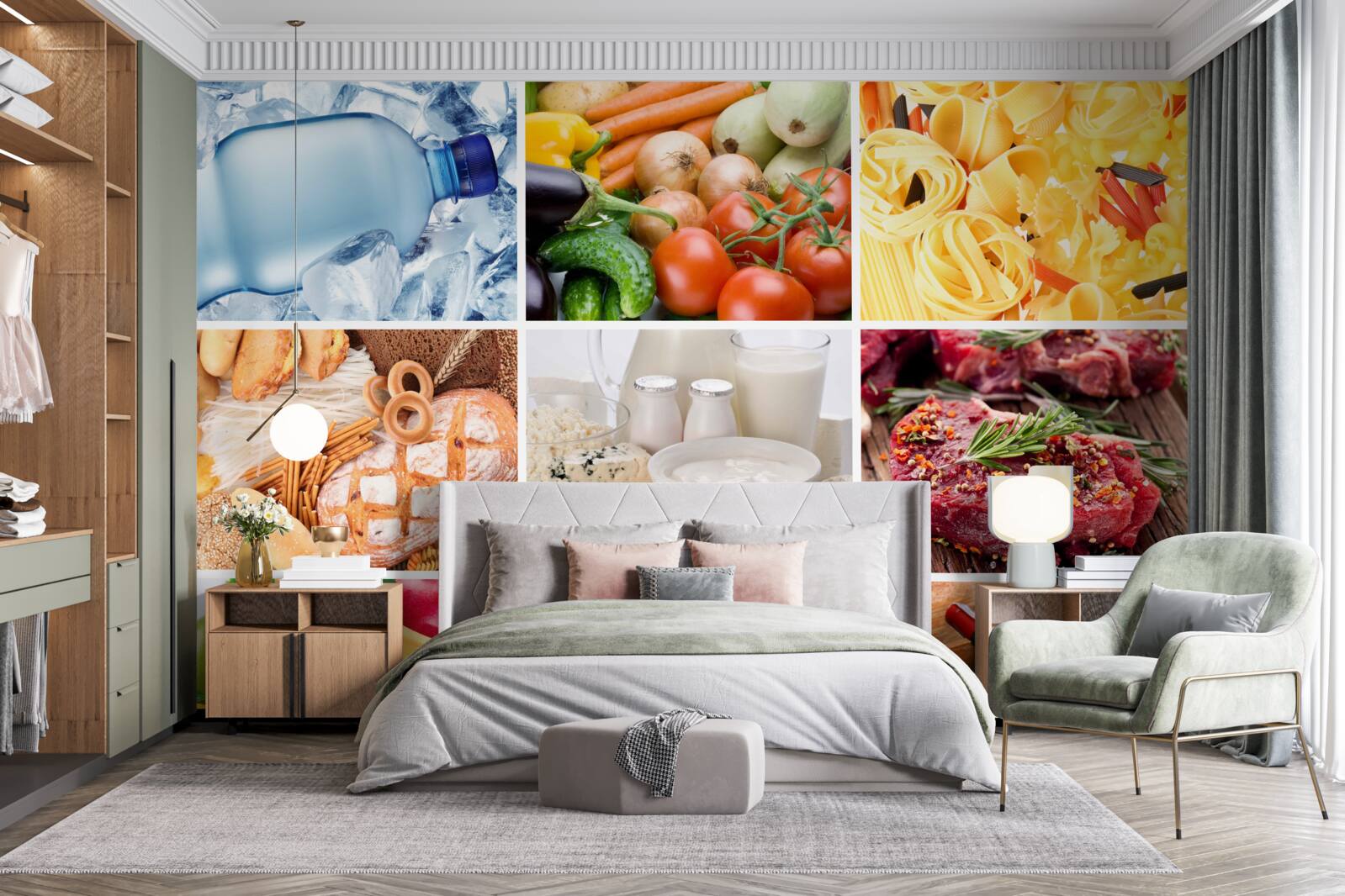 Фотошпалери асортимент різноманітних продуктів харчування