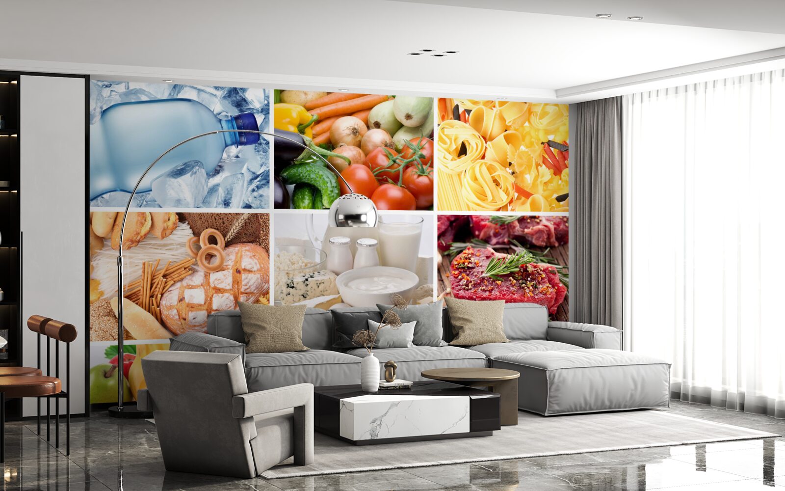 Фотошпалери асортимент різноманітних продуктів харчування