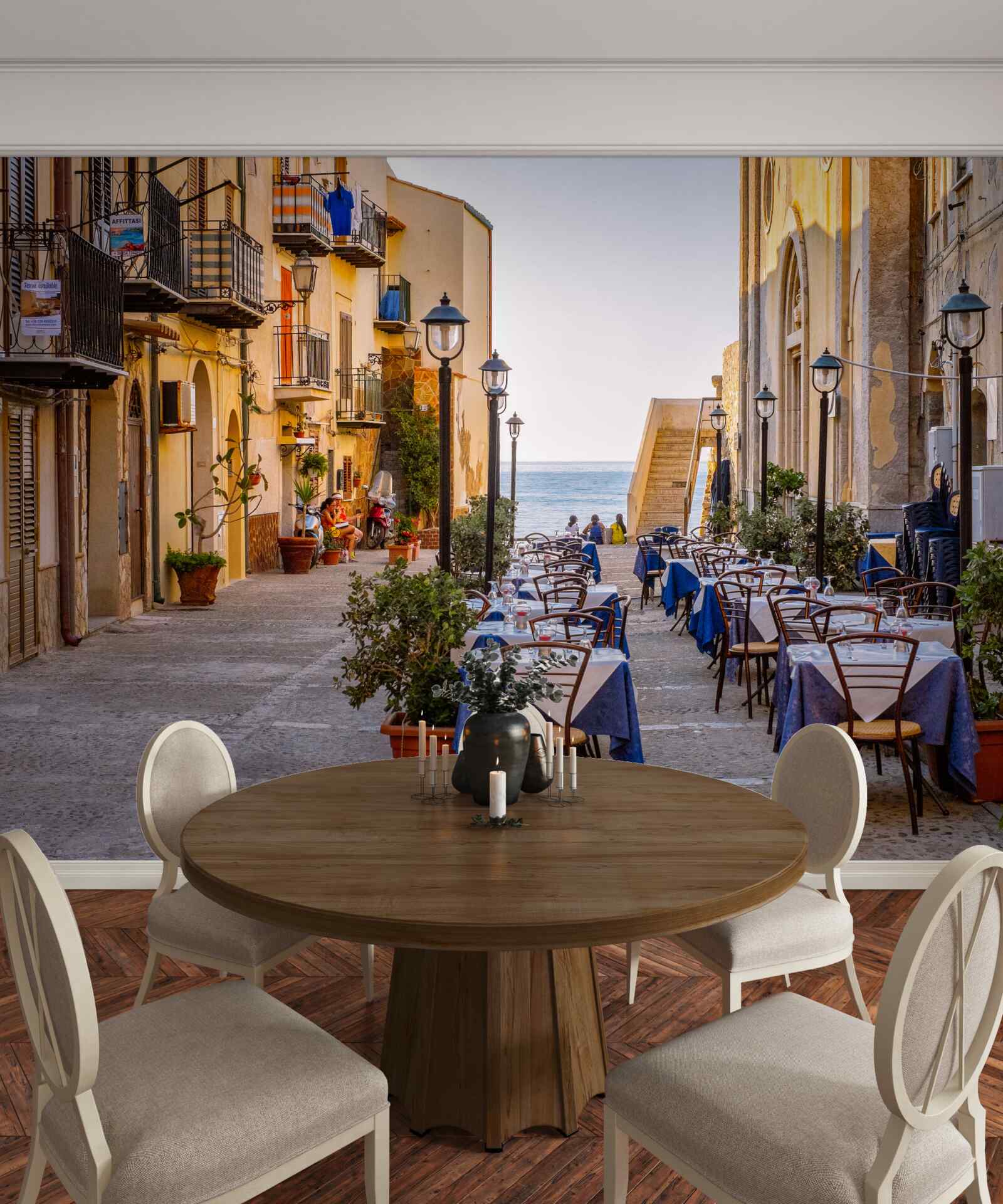 Фотошпалери об'єкт на березі в історичній частині міста