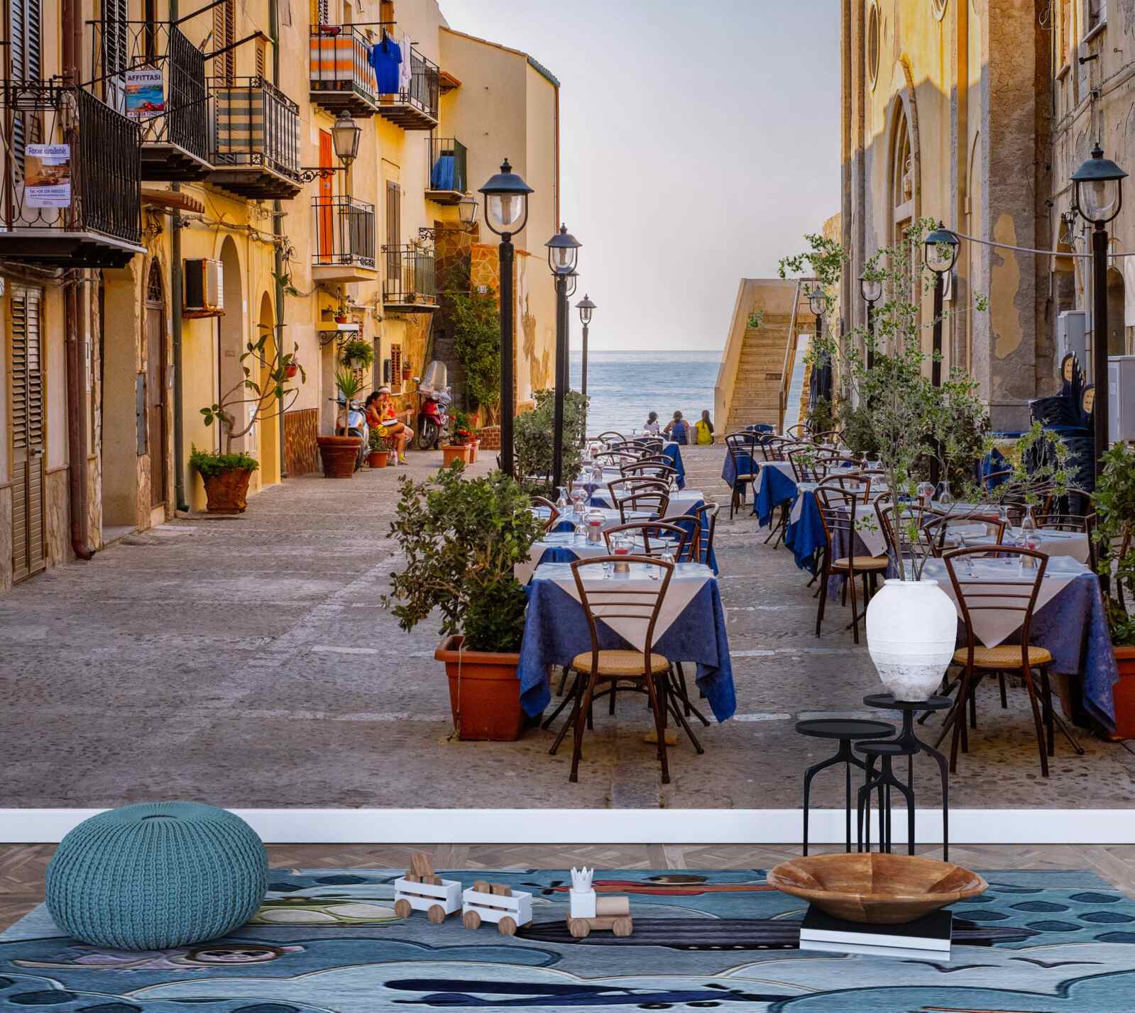 Фотошпалери об'єкт на березі в історичній частині міста