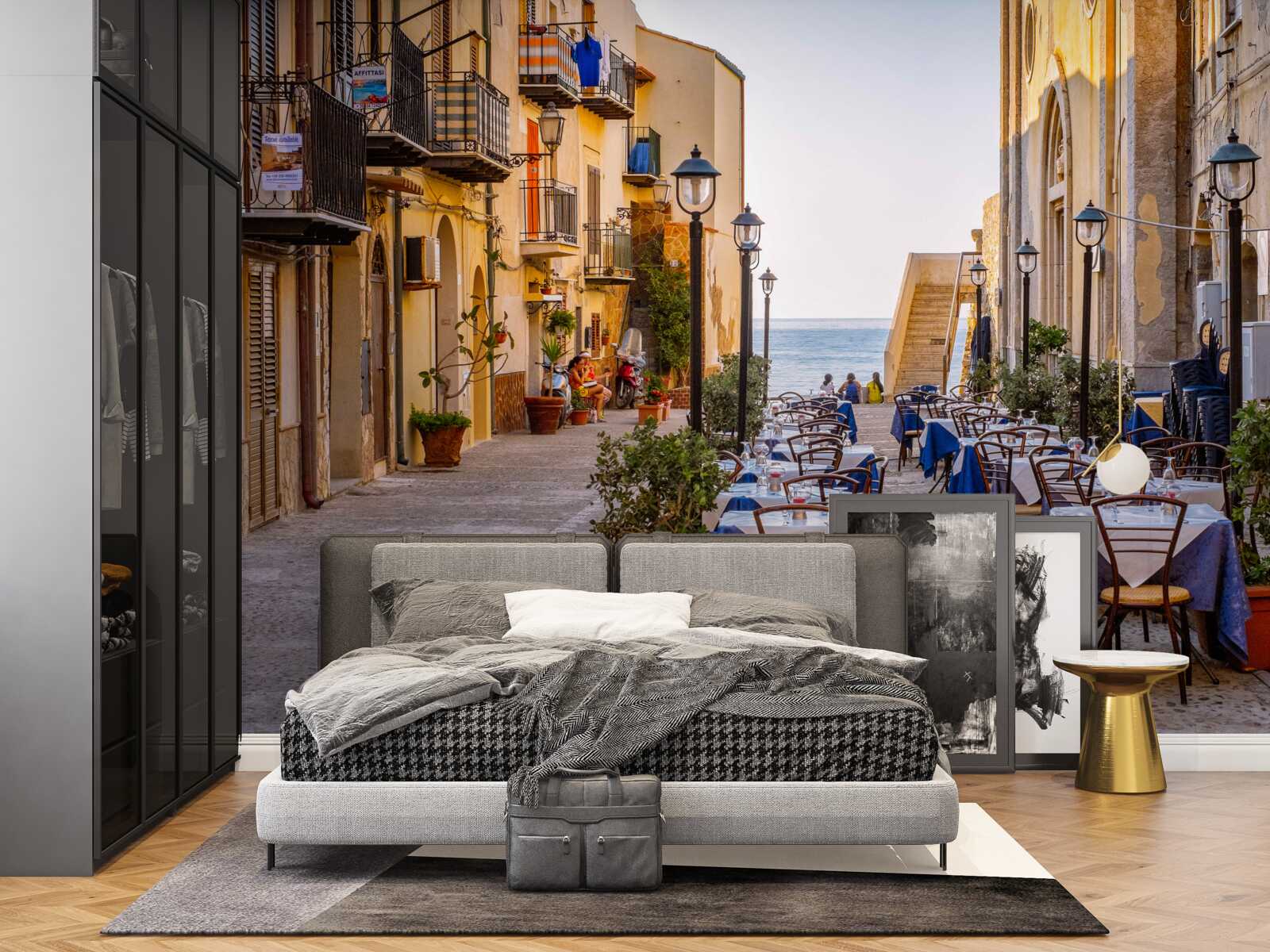 Фотошпалери об'єкт на березі в історичній частині міста