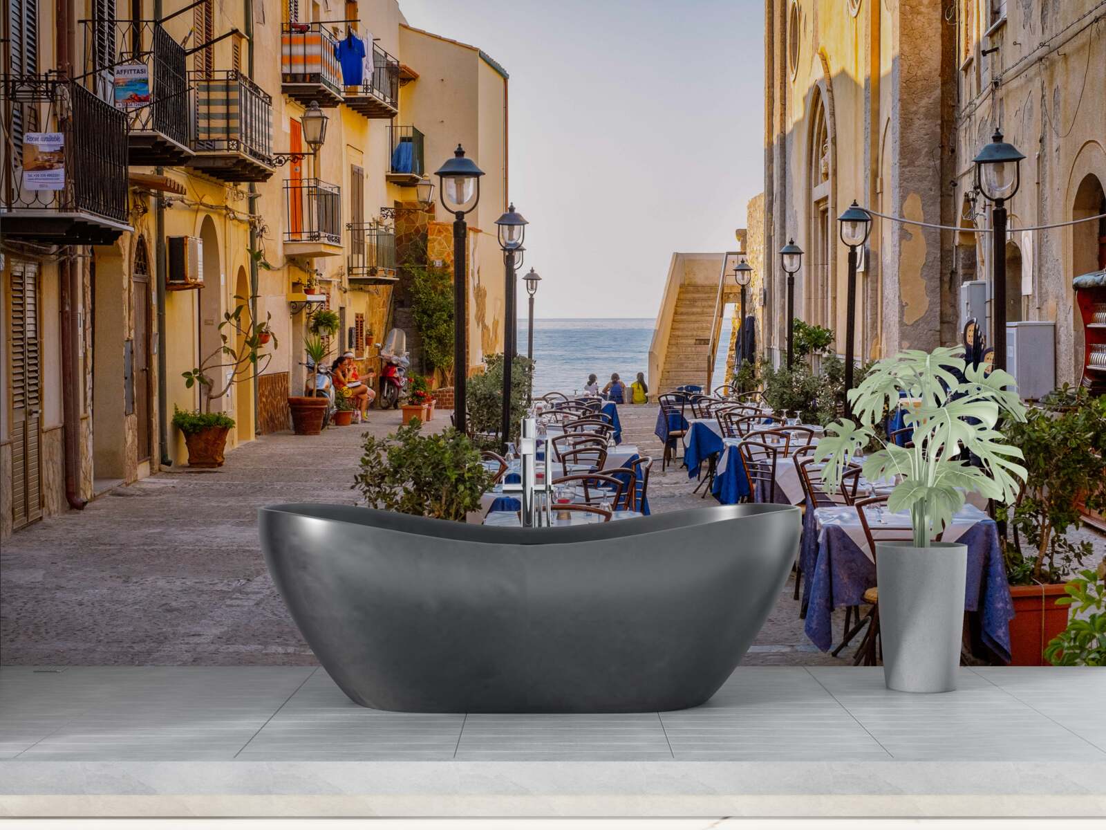 Фотошпалери об'єкт на березі в історичній частині міста