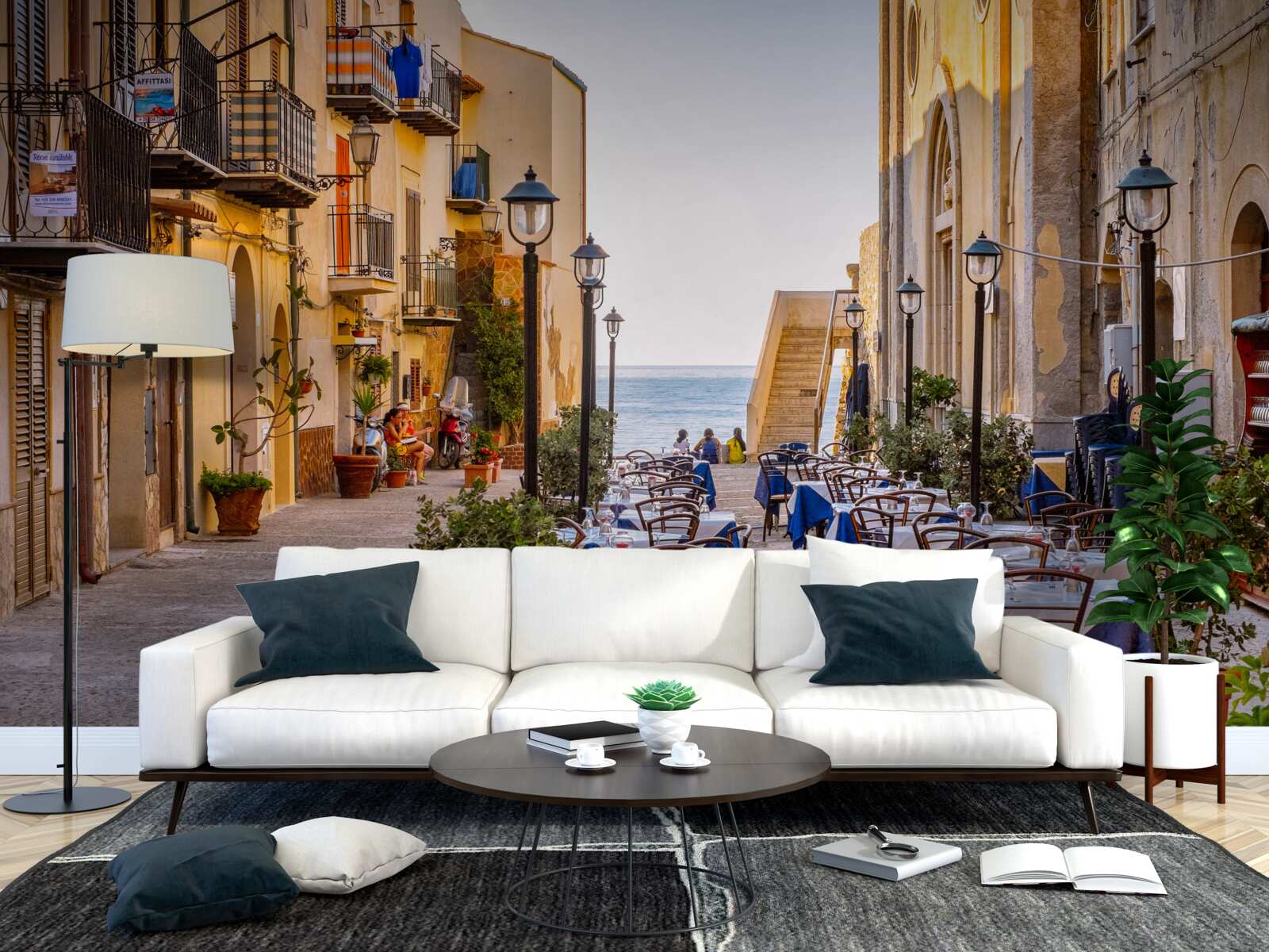 Фотошпалери об'єкт на березі в історичній частині міста