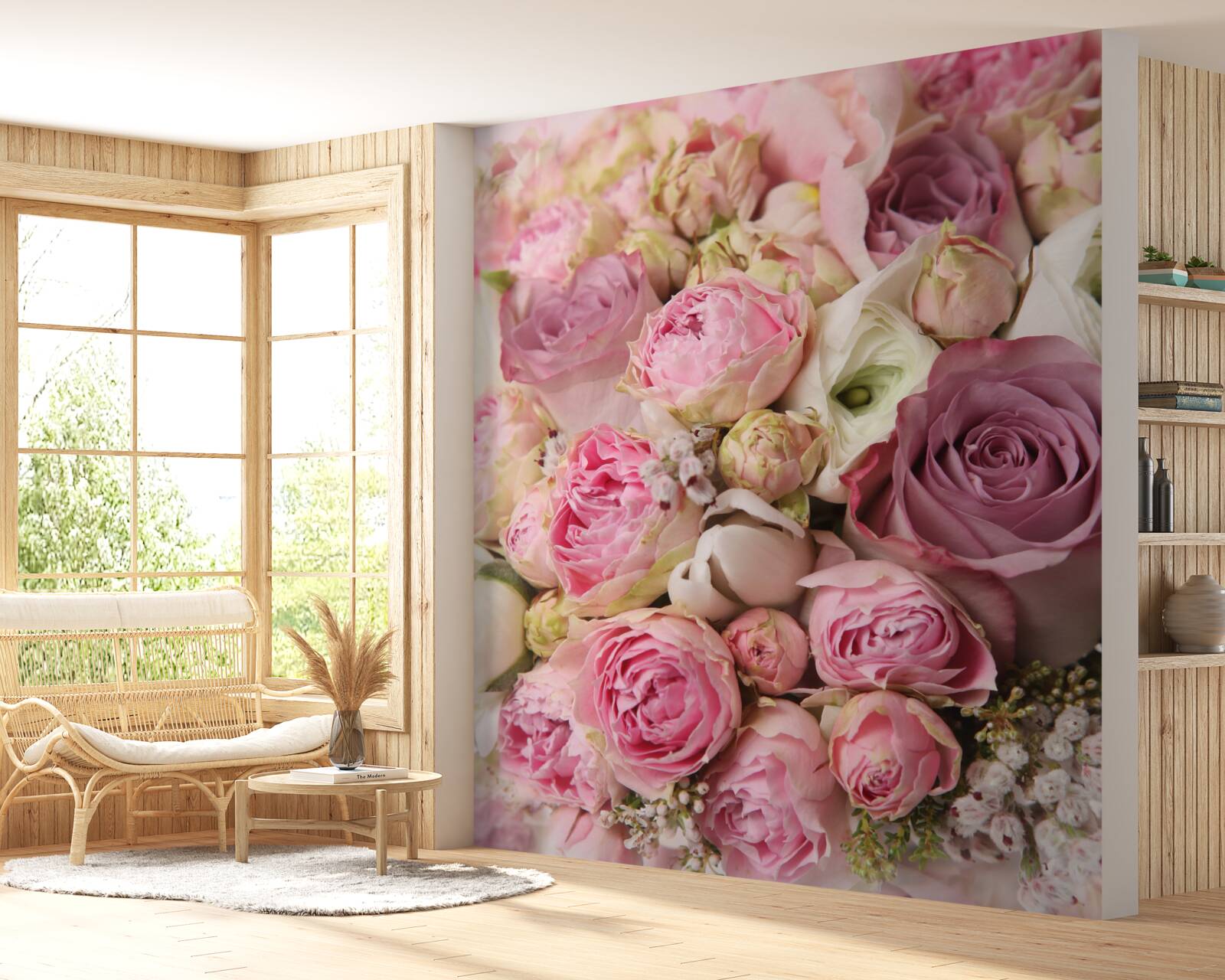 Фотошпалери композиція з троянд і тюльпанів незвичайної форми