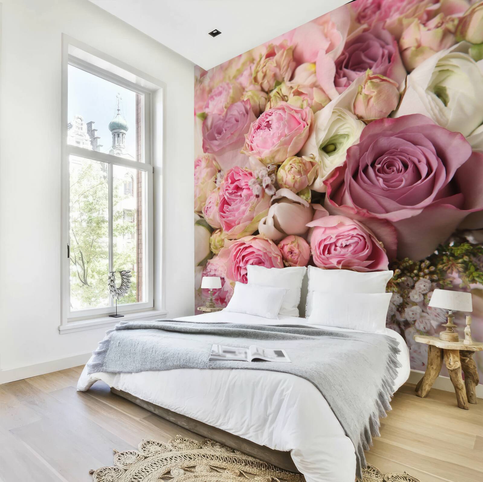 Фотошпалери композиція з троянд і тюльпанів незвичайної форми