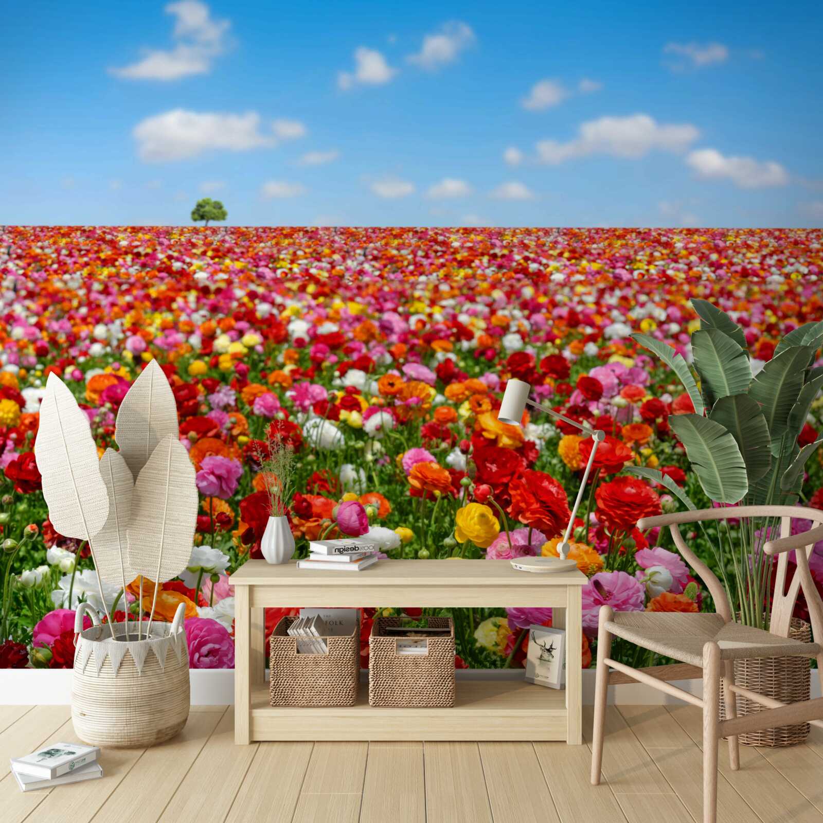 Фотошпалери луг, усіяний безліччю різнокольорових квітів